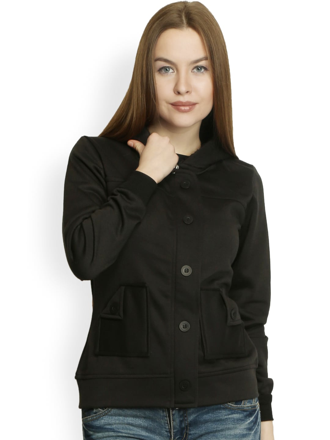 Belle Fille Women Black Hooded Jacket Price in India