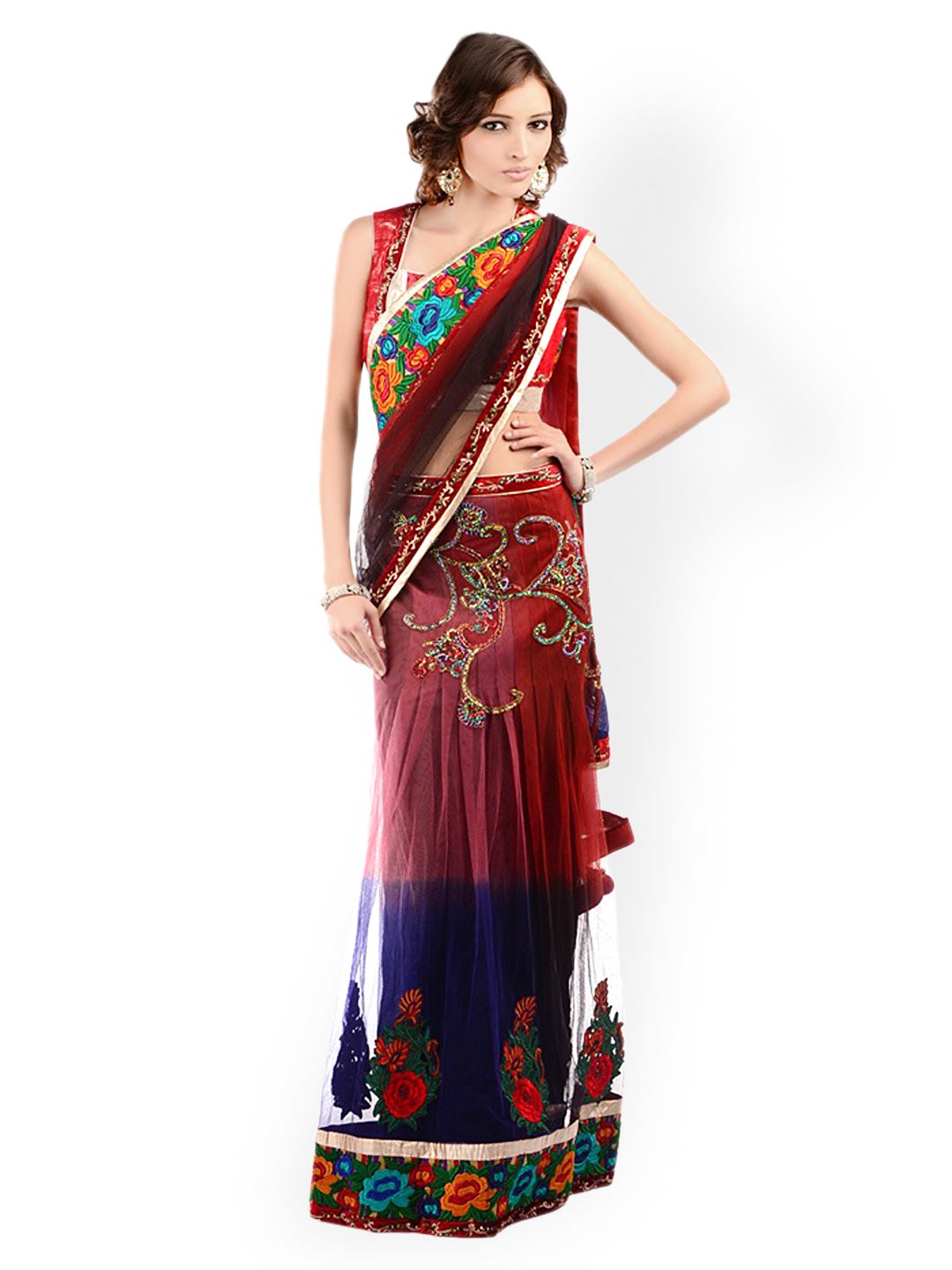 Chhabra 555 Multicoloured Embroidered Lehenga Partywear Saree Price in India