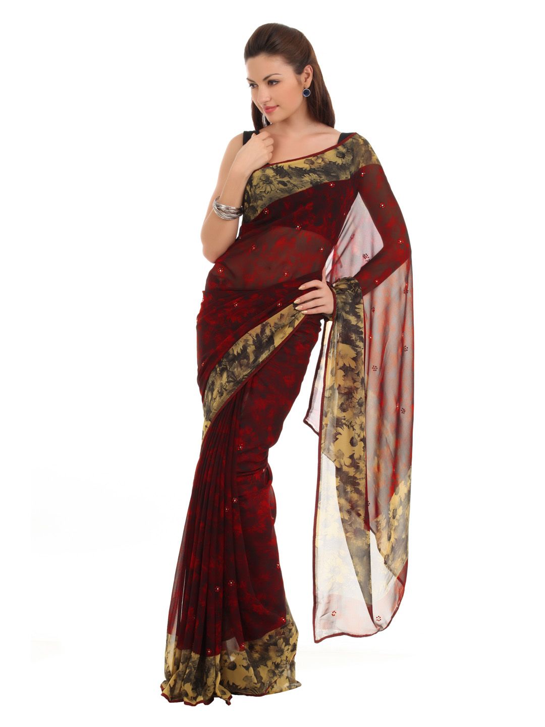 FNF Red & Black Evening Wear Sari