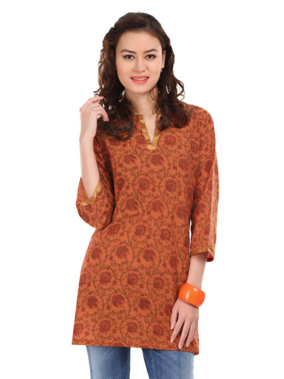 Fabindia Women Orange Kurti