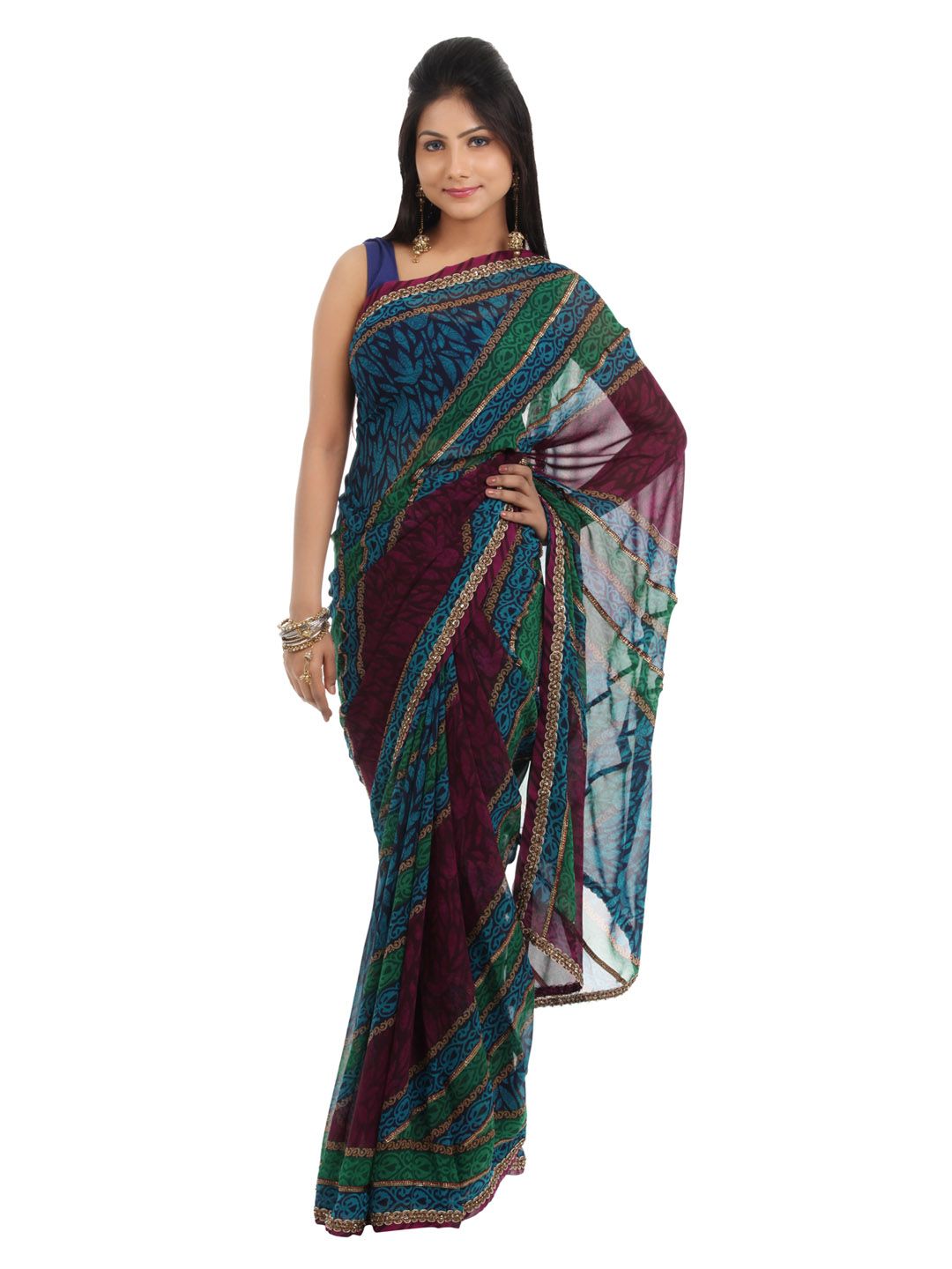 FNF Multi Coloured Printed Sari