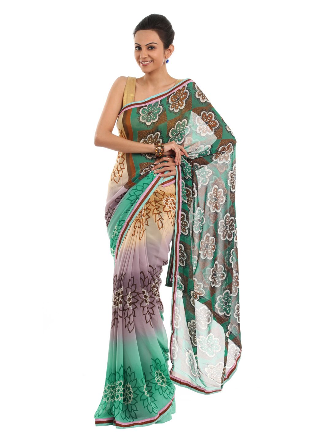 FNF Multi Coloured Printed Sari