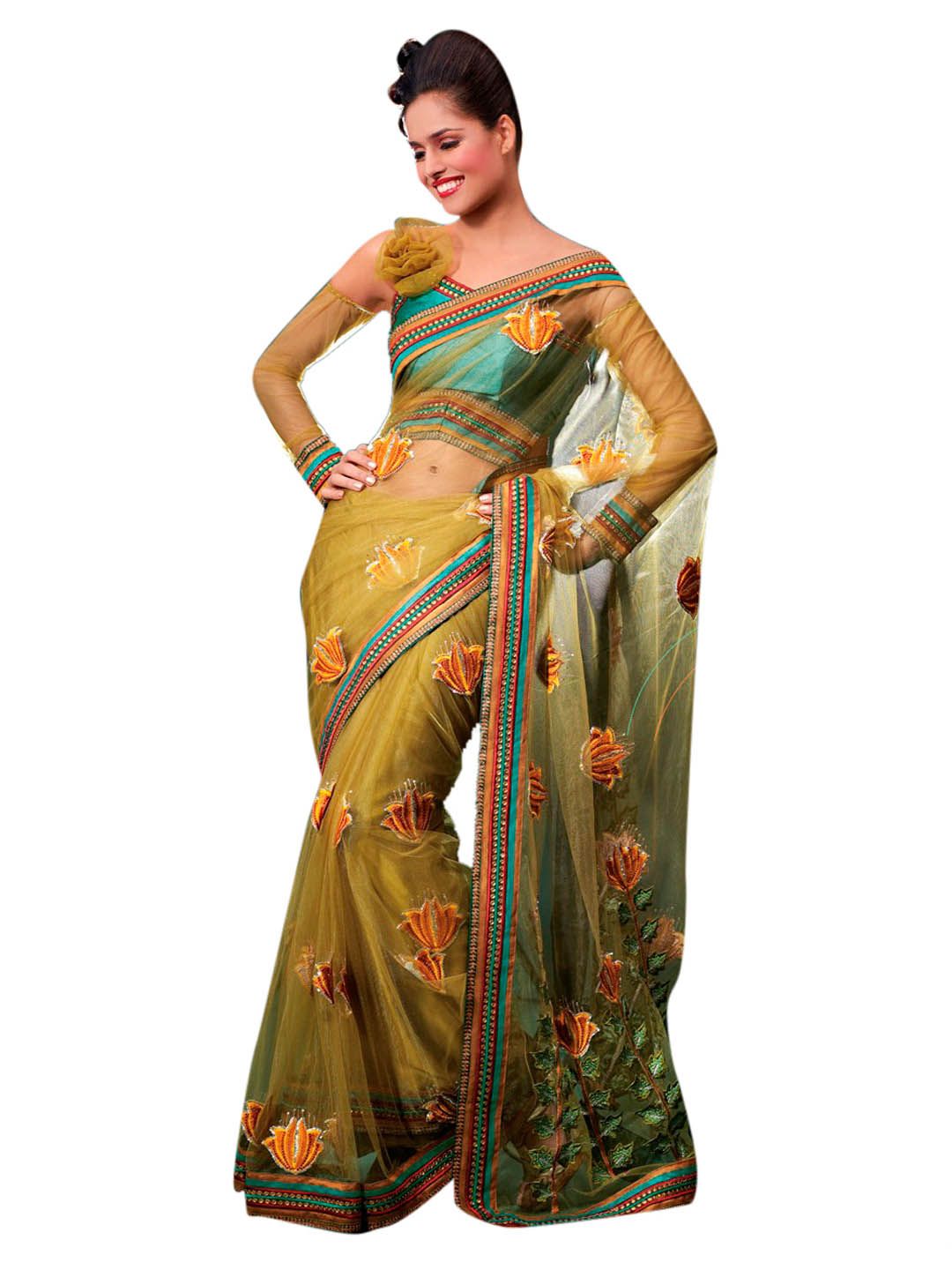 FNF Olive Green Sari