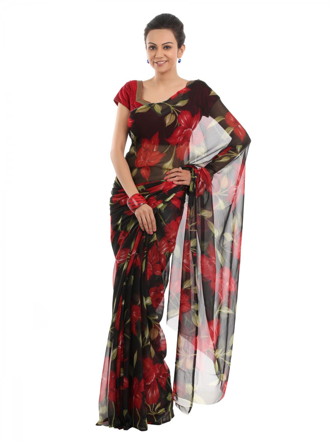 FNF Printed Black Sari