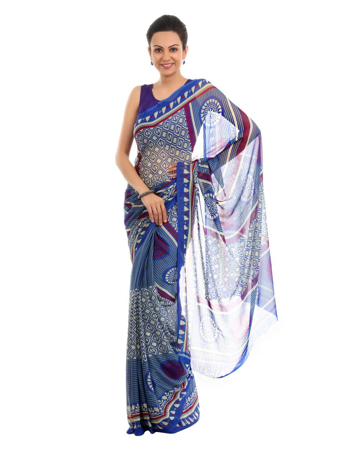 FNF Printed Blue Sari