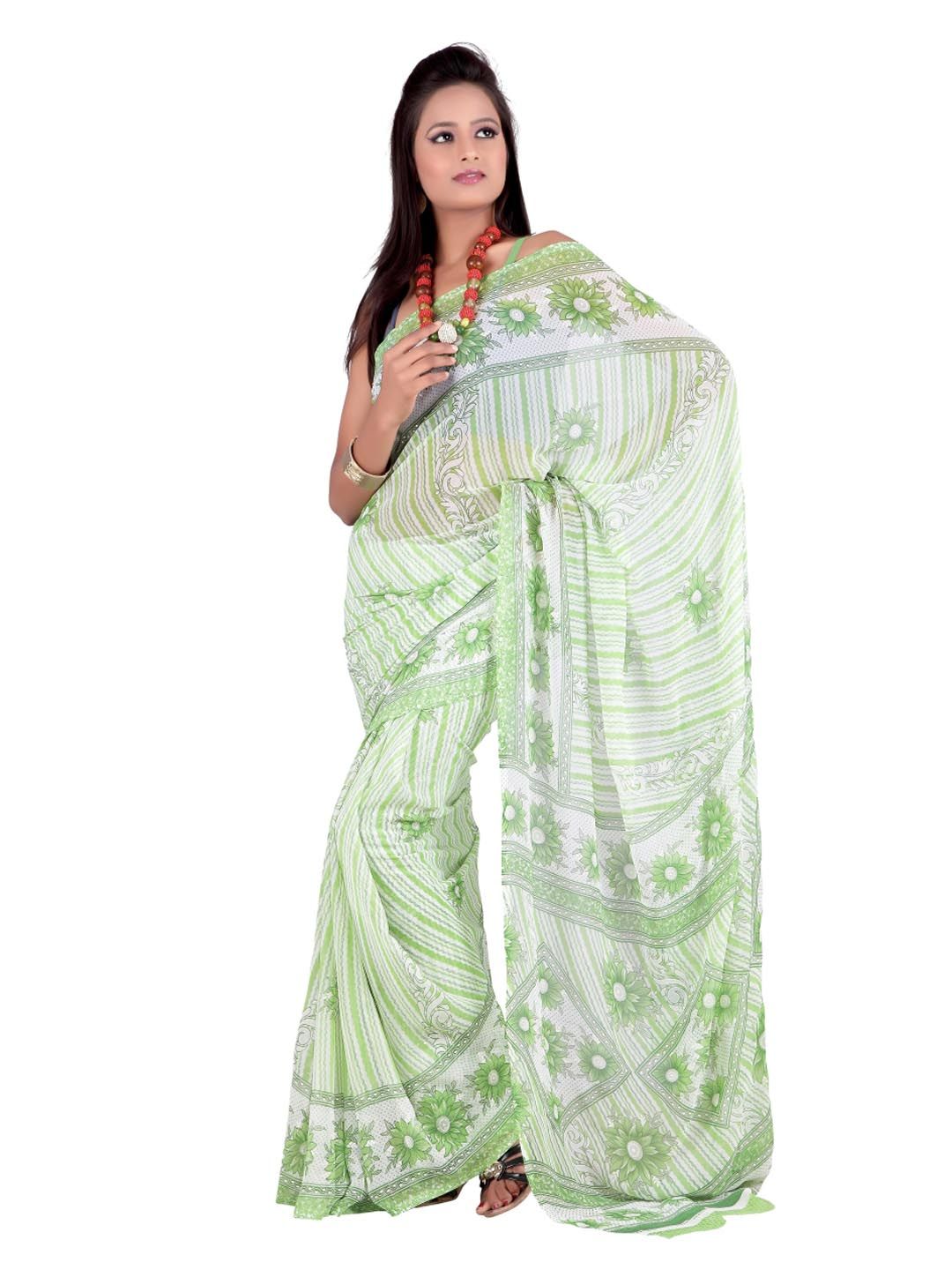 FNF Green Printed Sari
