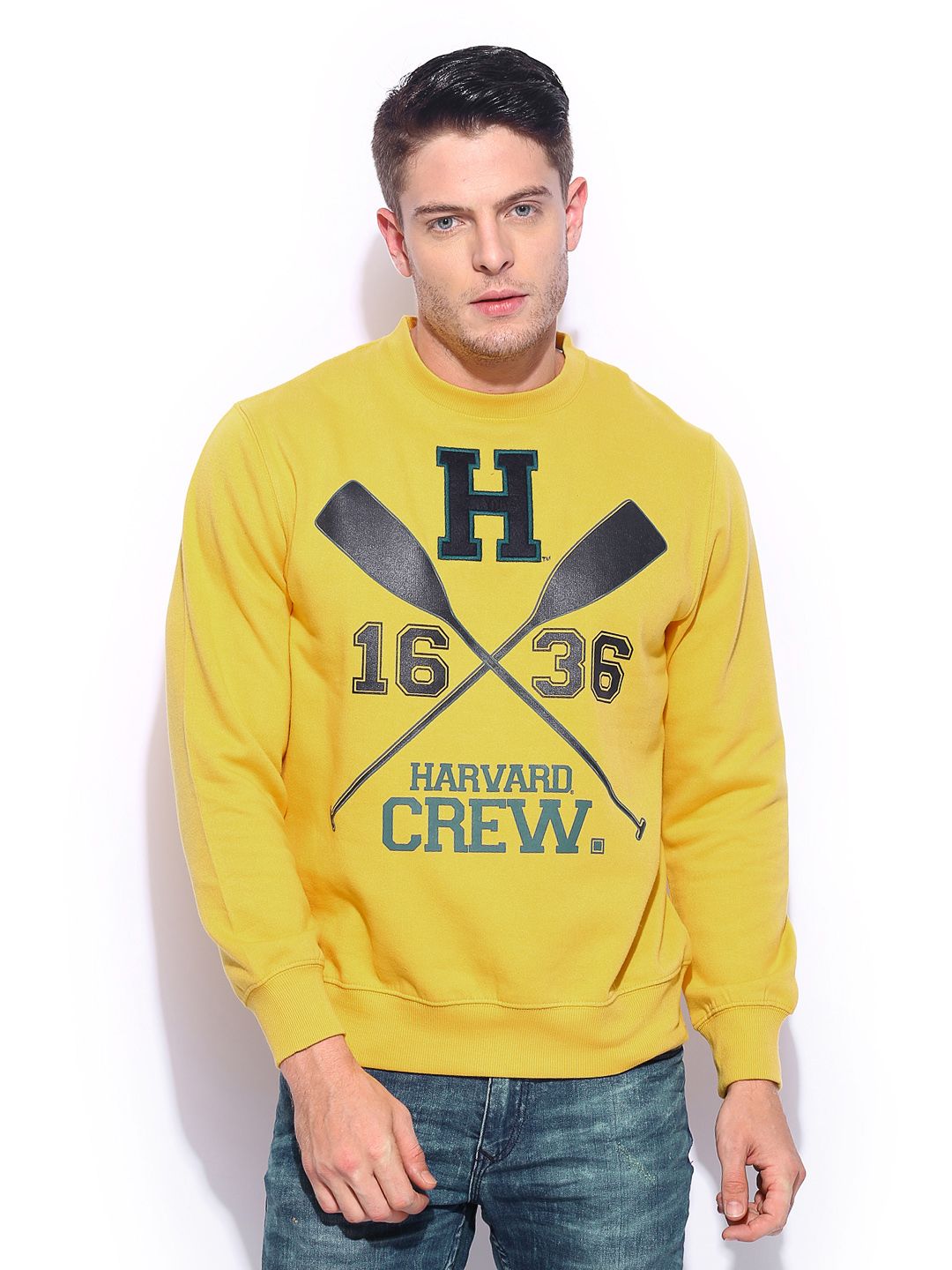 Buy HARVARD Men Yellow Printed Rowing Crew Sweatshirt 290 Apparel