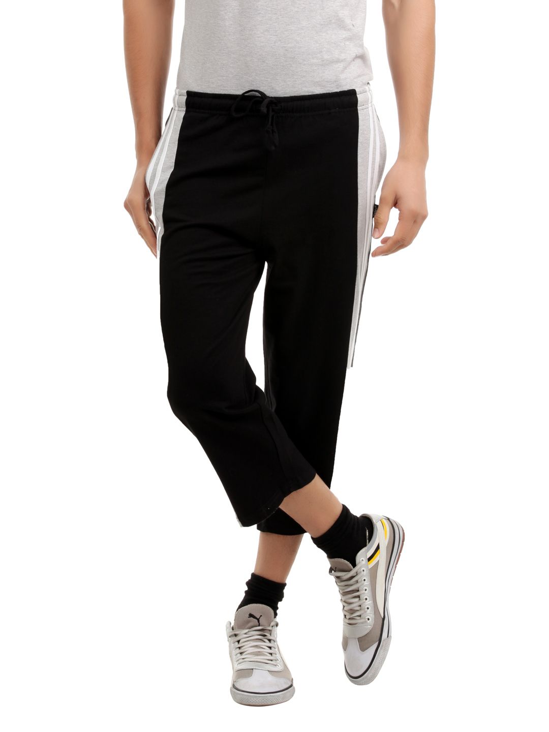 Hanes Men Black Athletic 3/4th Pants