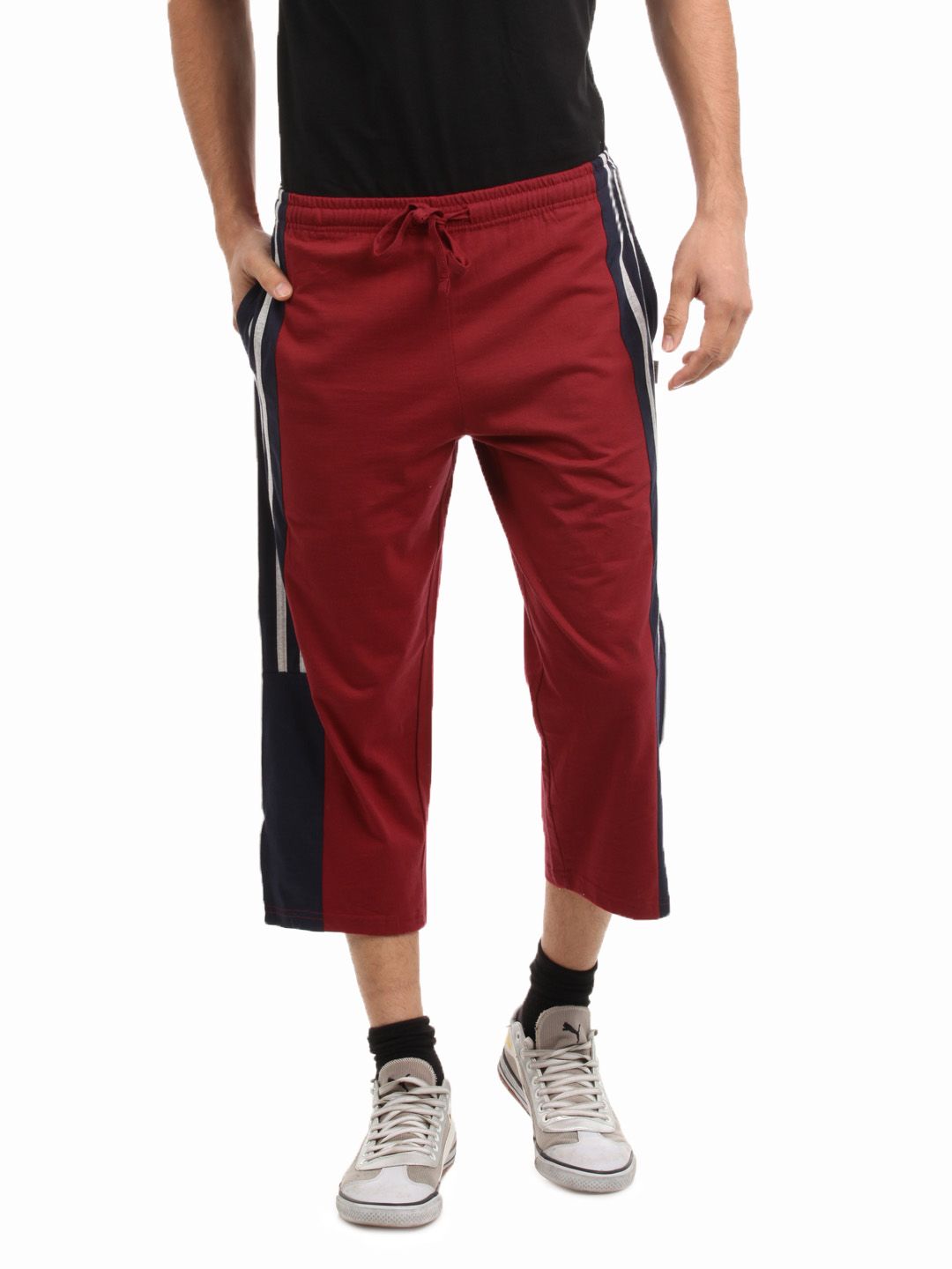 Hanes Men Red Athletic 3/4th Pants