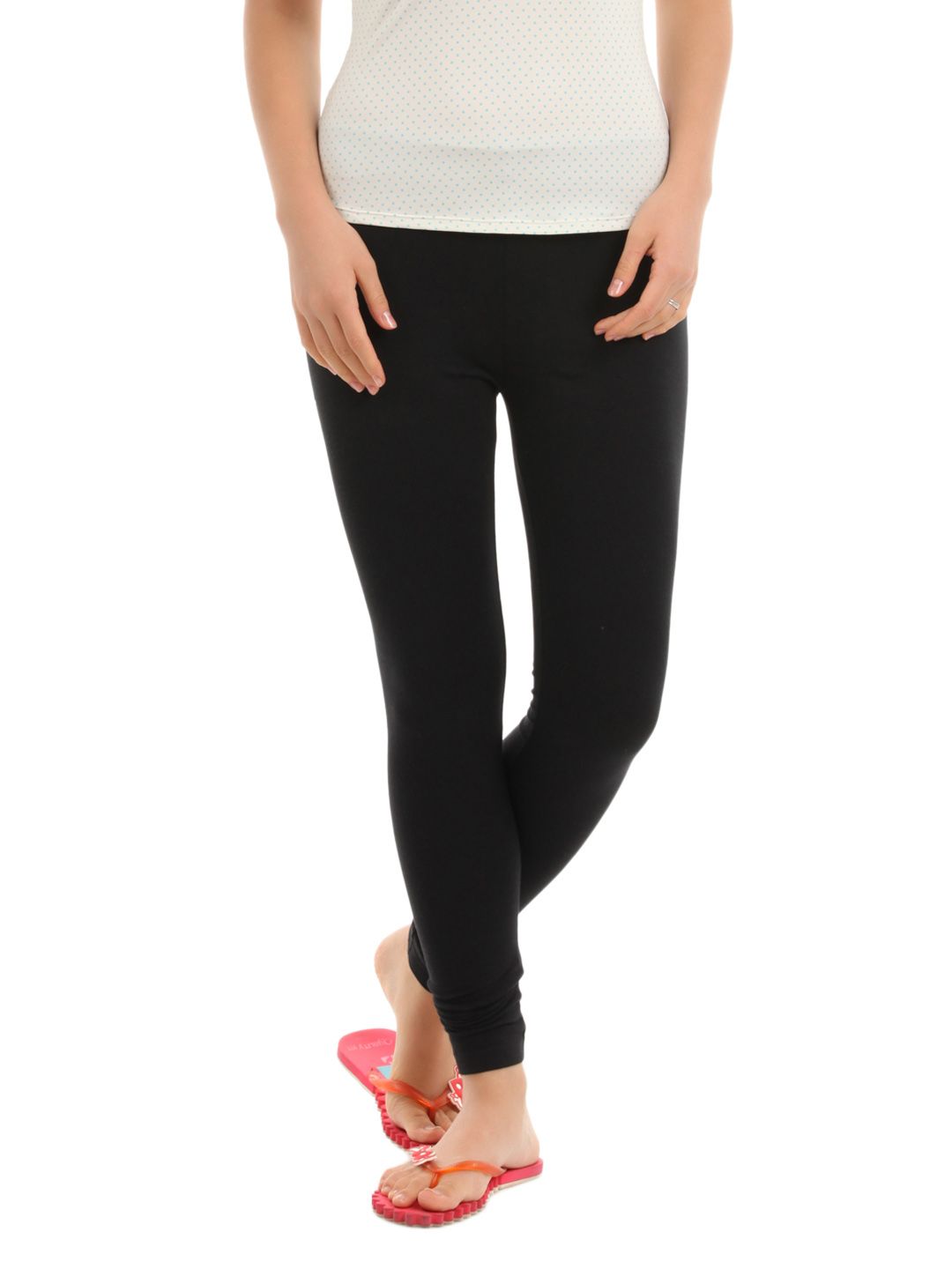Hanes Women Black ComfortSoft Waistband Cotton Stretch Full Leggings