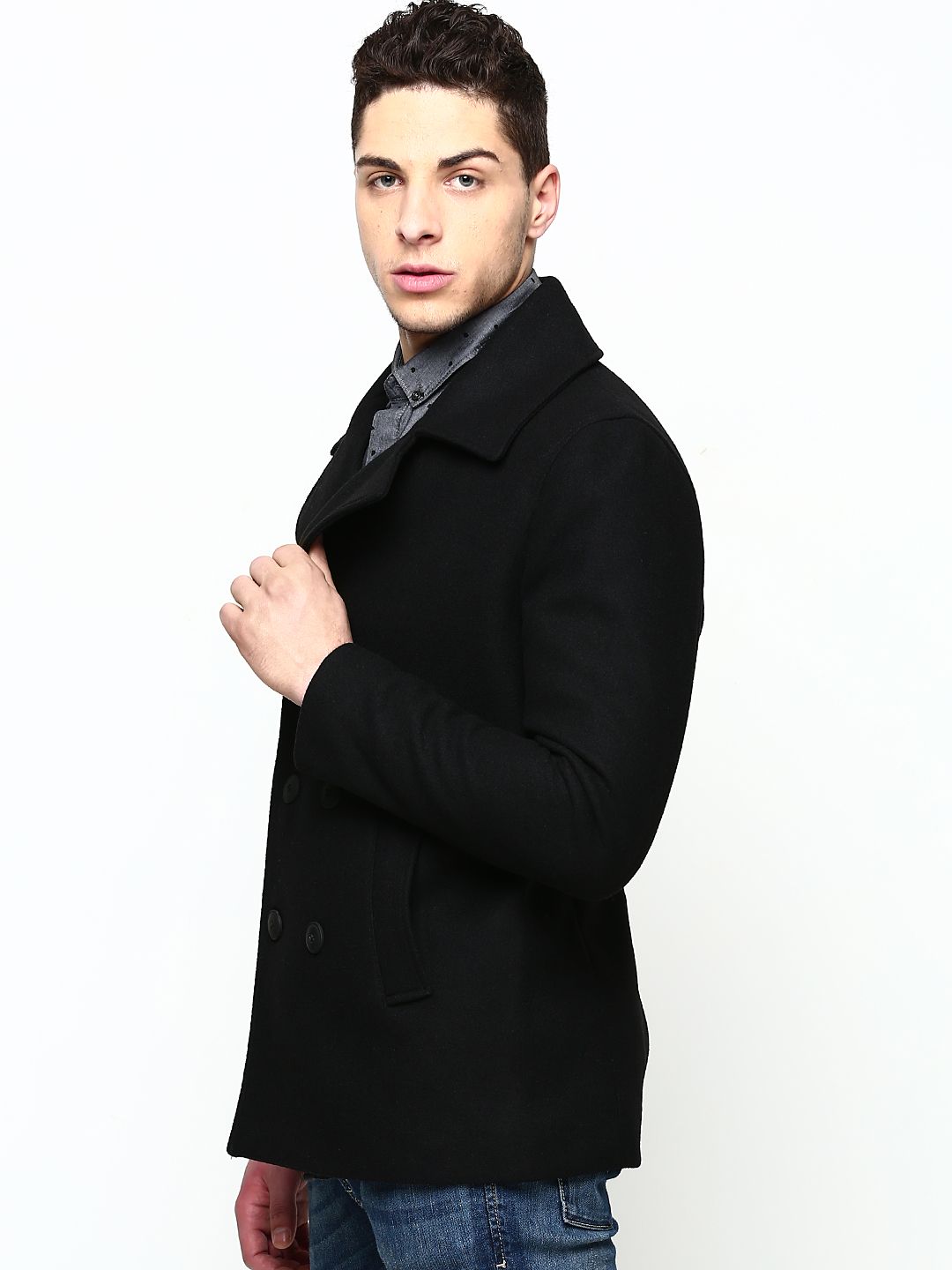 Buy Jack & Jones Men Black Wool Blend Coat - Coats for Men 546728