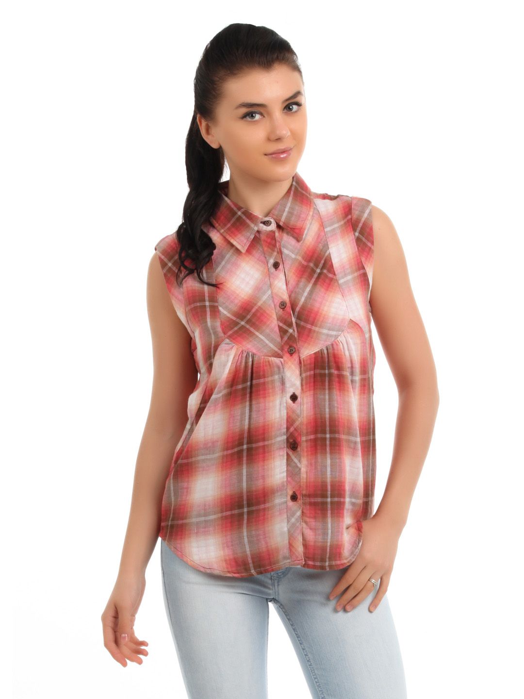Latin Quarters Women Red Check Shirt