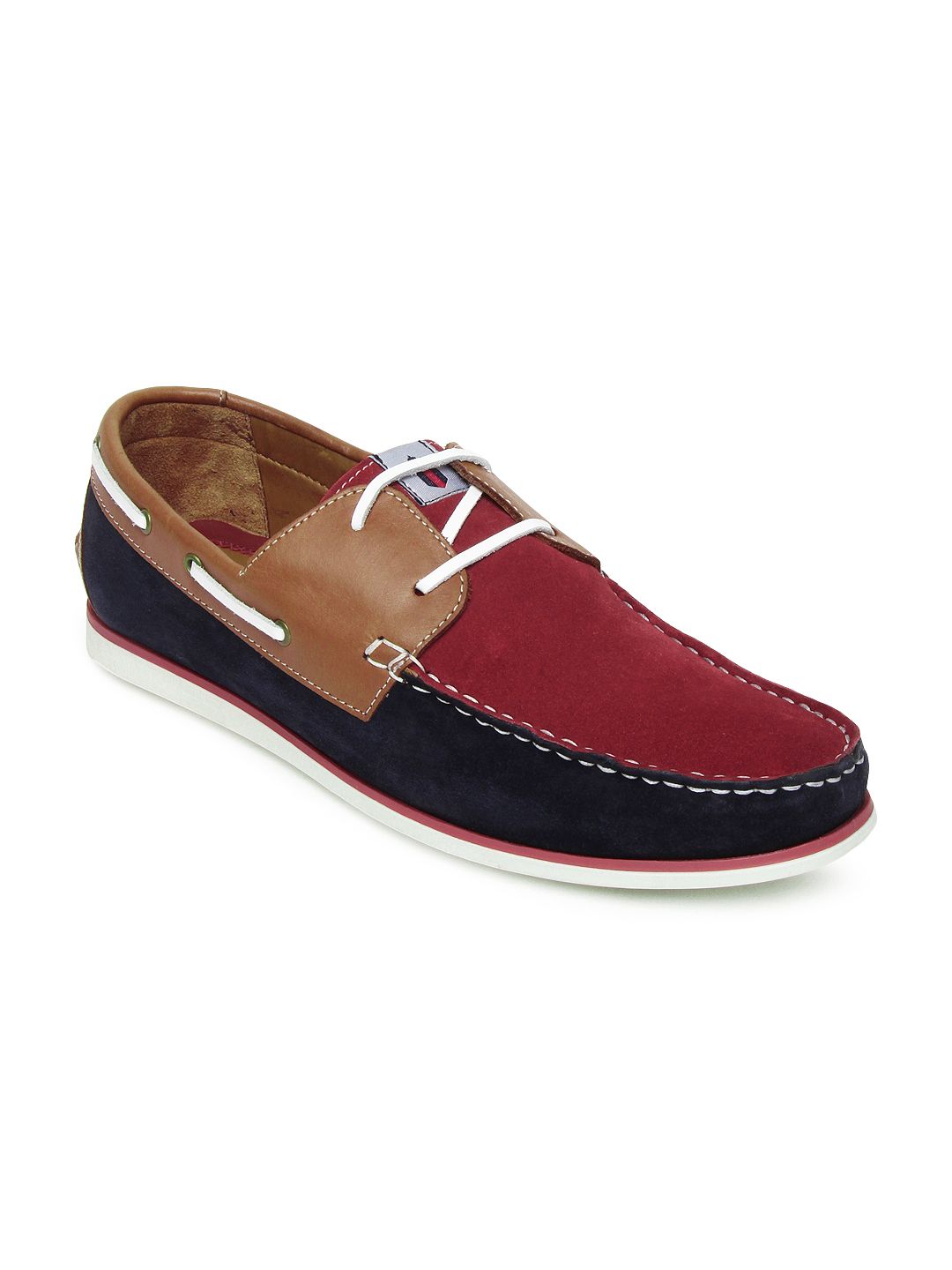 Buy Louis Philippe Men Red & Navy Boat Shoes - 632 - Footwear for Men - 256704