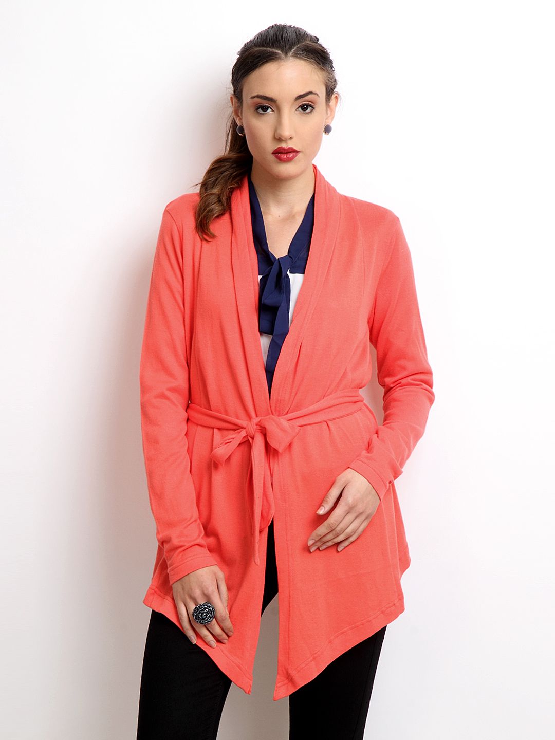 ONLY Women Coral Pink Waterfall Shrug Price in India