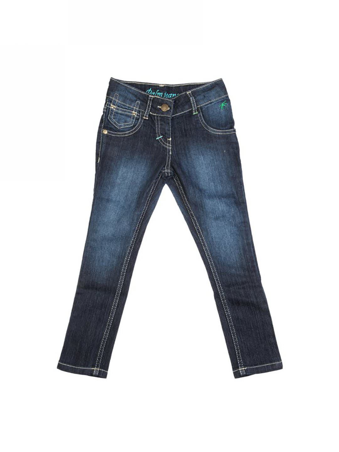 Palm Tree Kids Girl Washed Blue Jeans