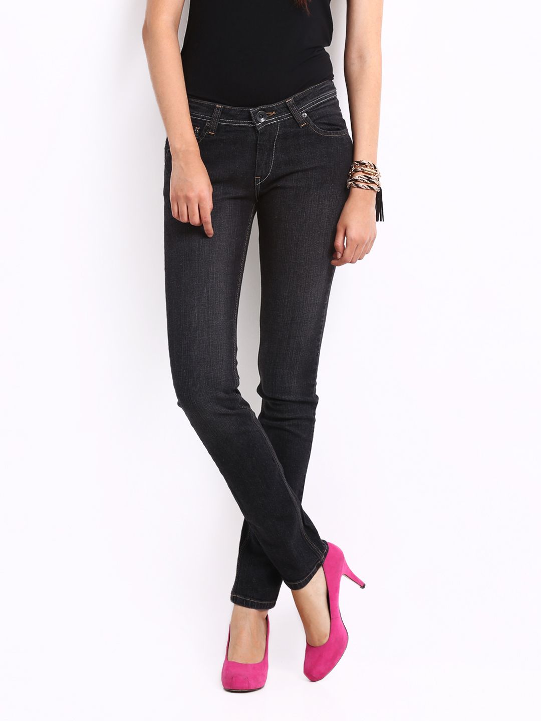 Pepe Jeans Women Black Frisky Slim Fit Jeans Price in India