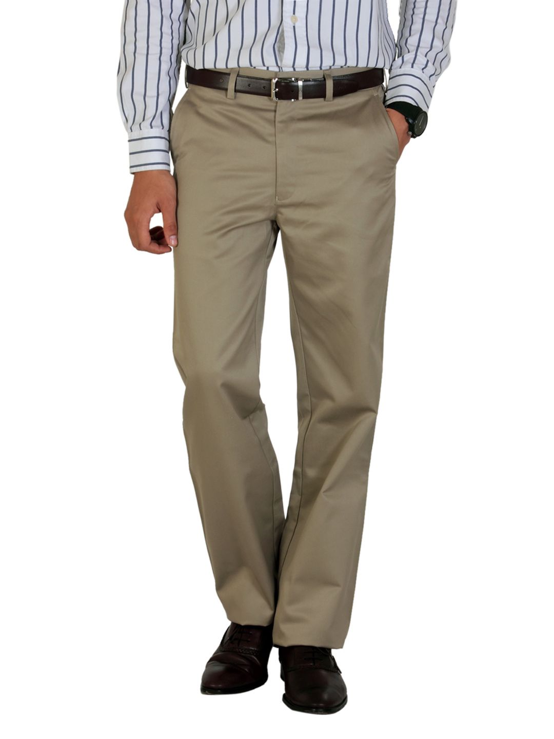 Peter England Men Khaki Trousers