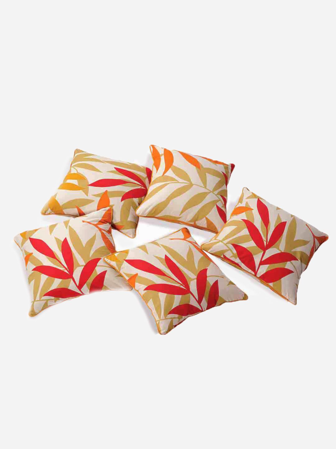 Swayam Unisex Yellow and Orange Cushion Covers (Set of 2) Price in India