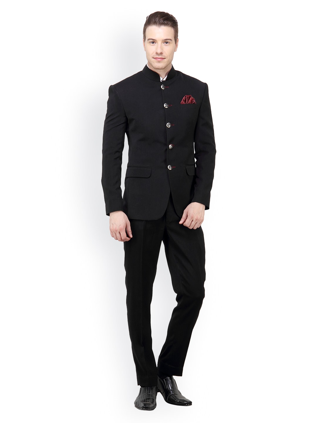 Buy The Design Factory Men Black Slim Fit Single Breasted Suit