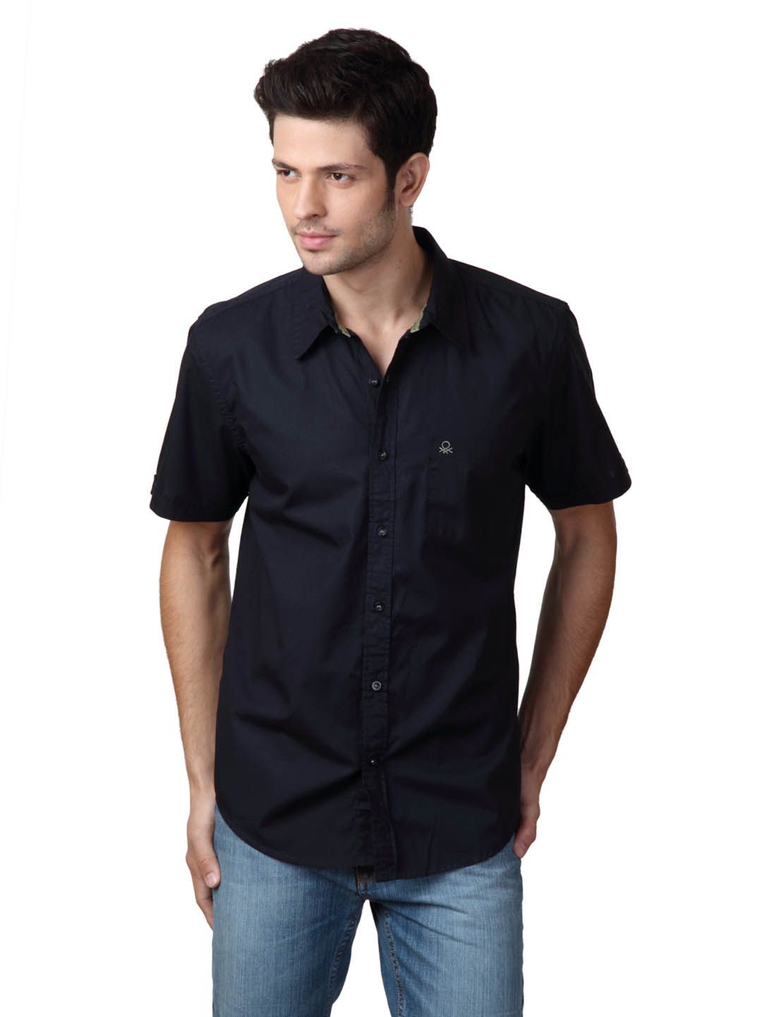 United Colors of Benetton Men Navy Blue Shirt