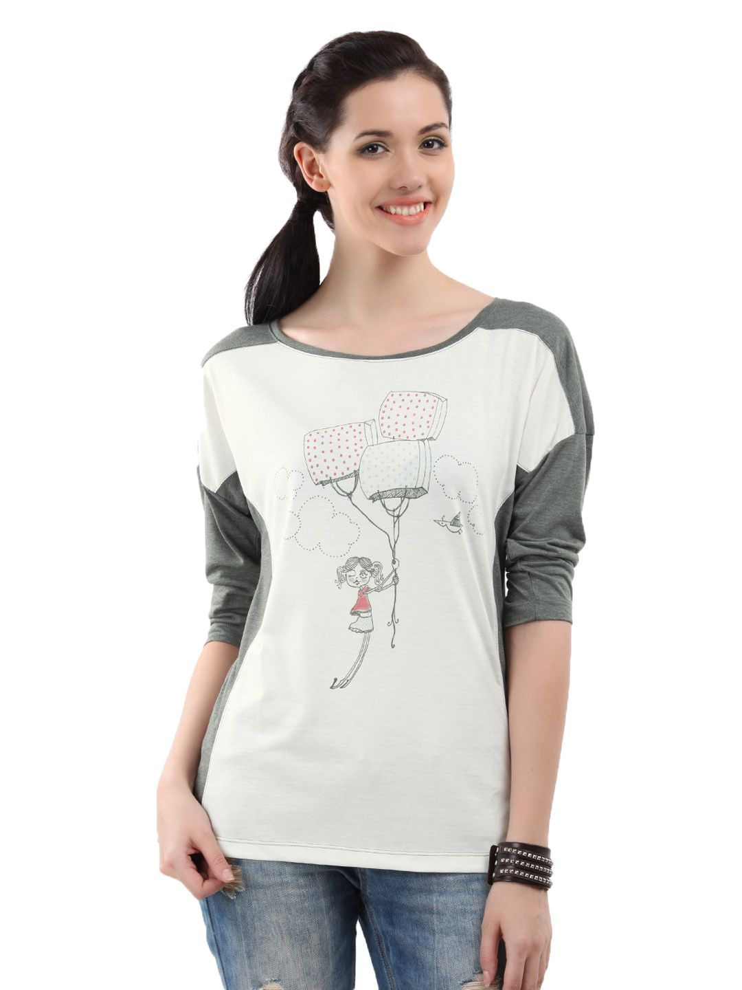 United Colors of Benetton Women Printed White Top