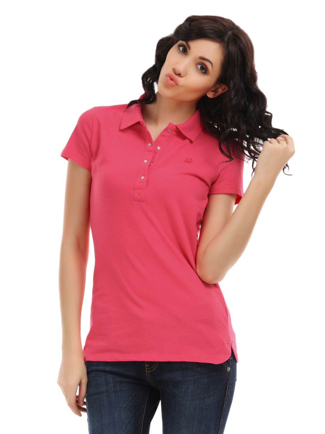 Buy United Colors Of Benetton Women Pink Pique Polo T Shirt - 207