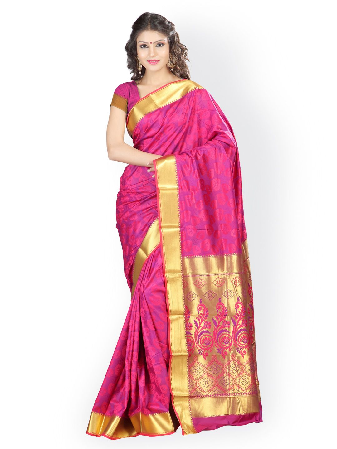 Varkala Silk Sarees Magenta Art Silk & Jacquard Traditional Saree Price in India