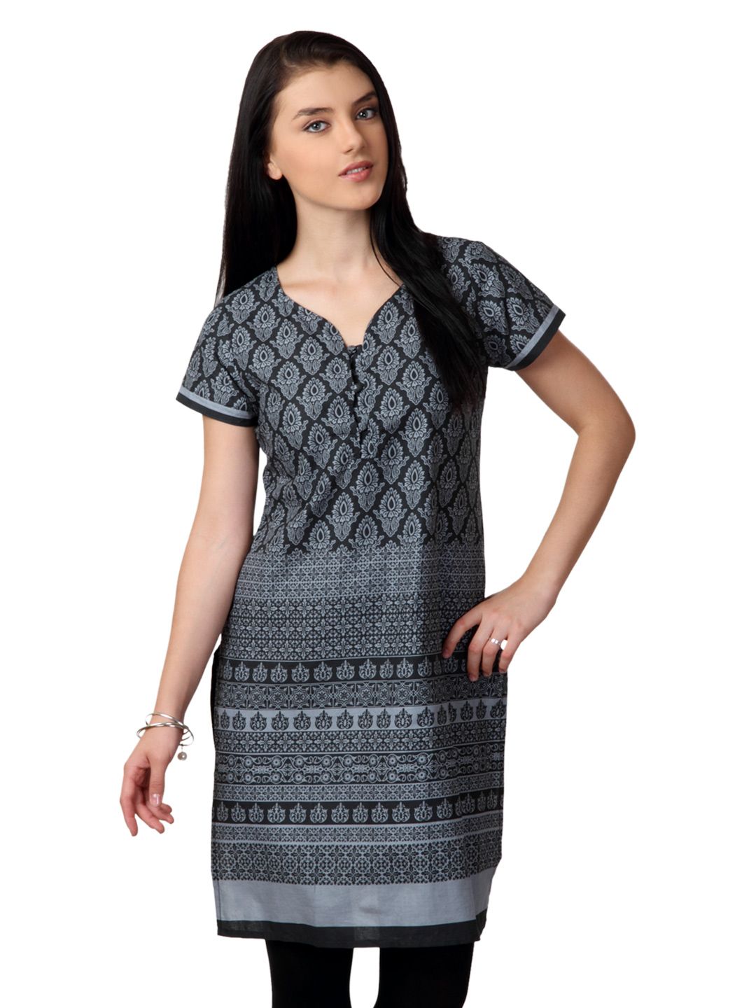 Vishudh Women Grey Printed Kurta