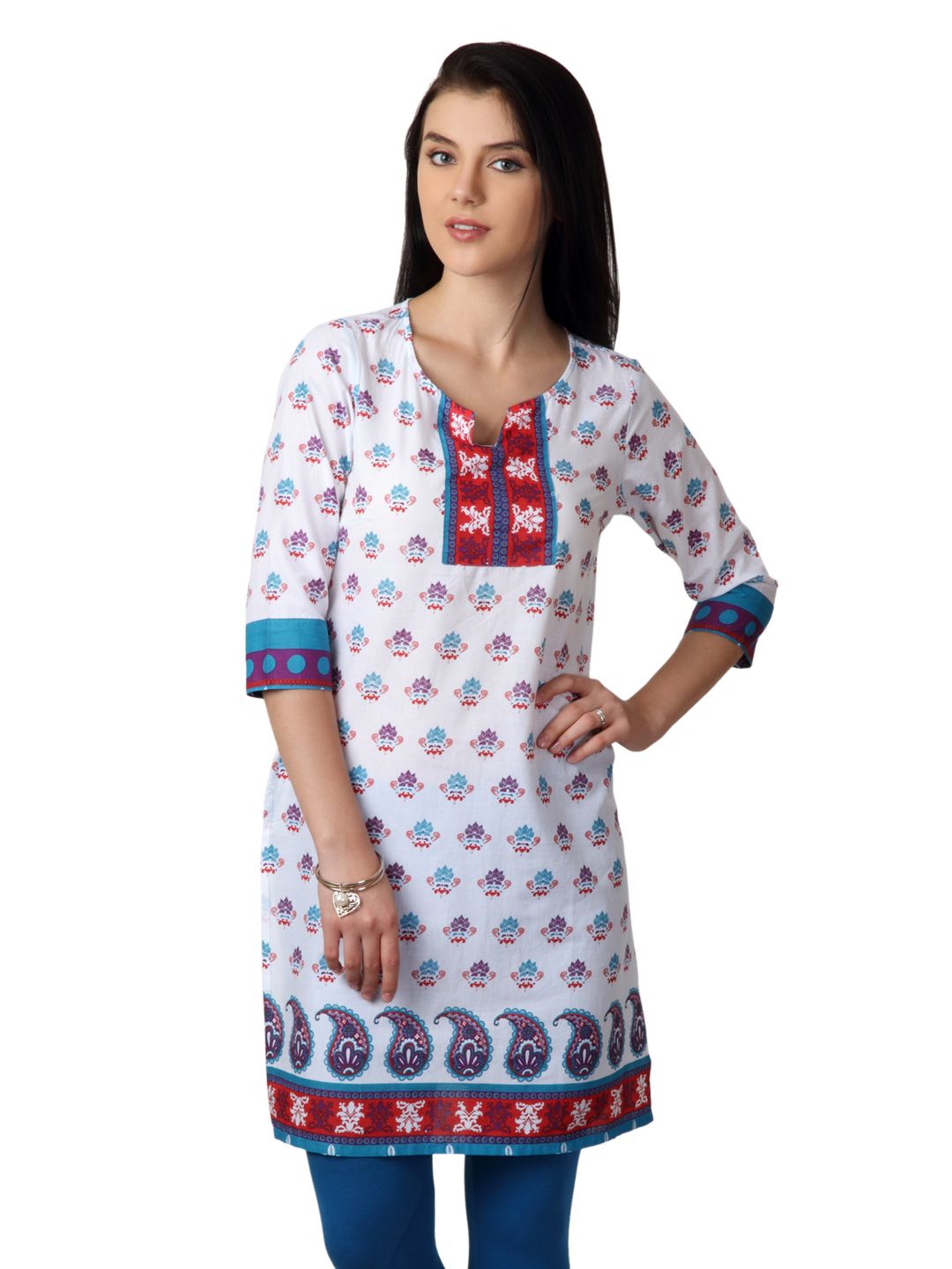 Vishudh Women White Printed Kurta