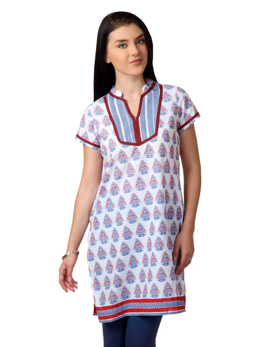 Vishudh Women White Printed Kurta