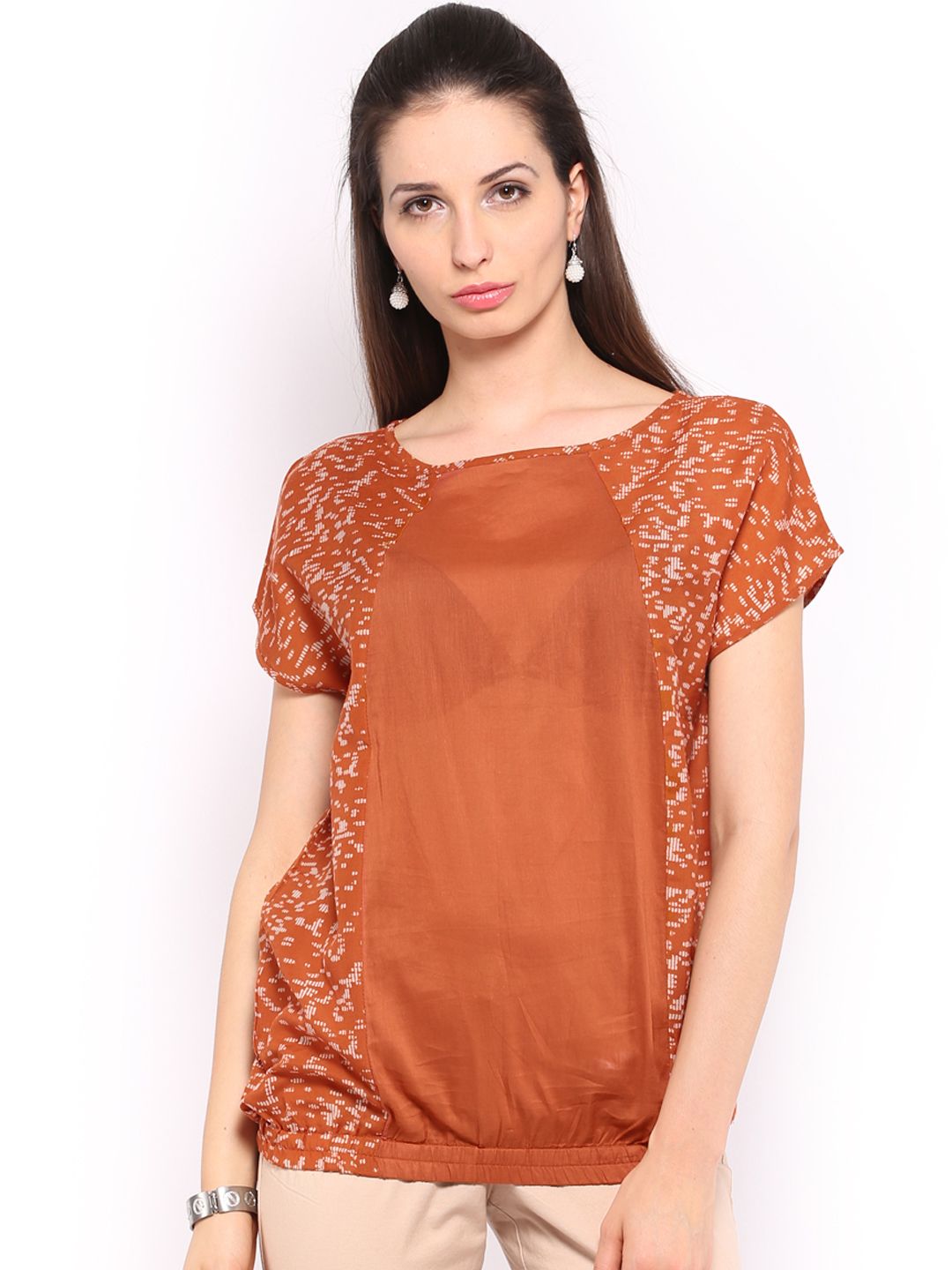 W Women Printed Rust Top