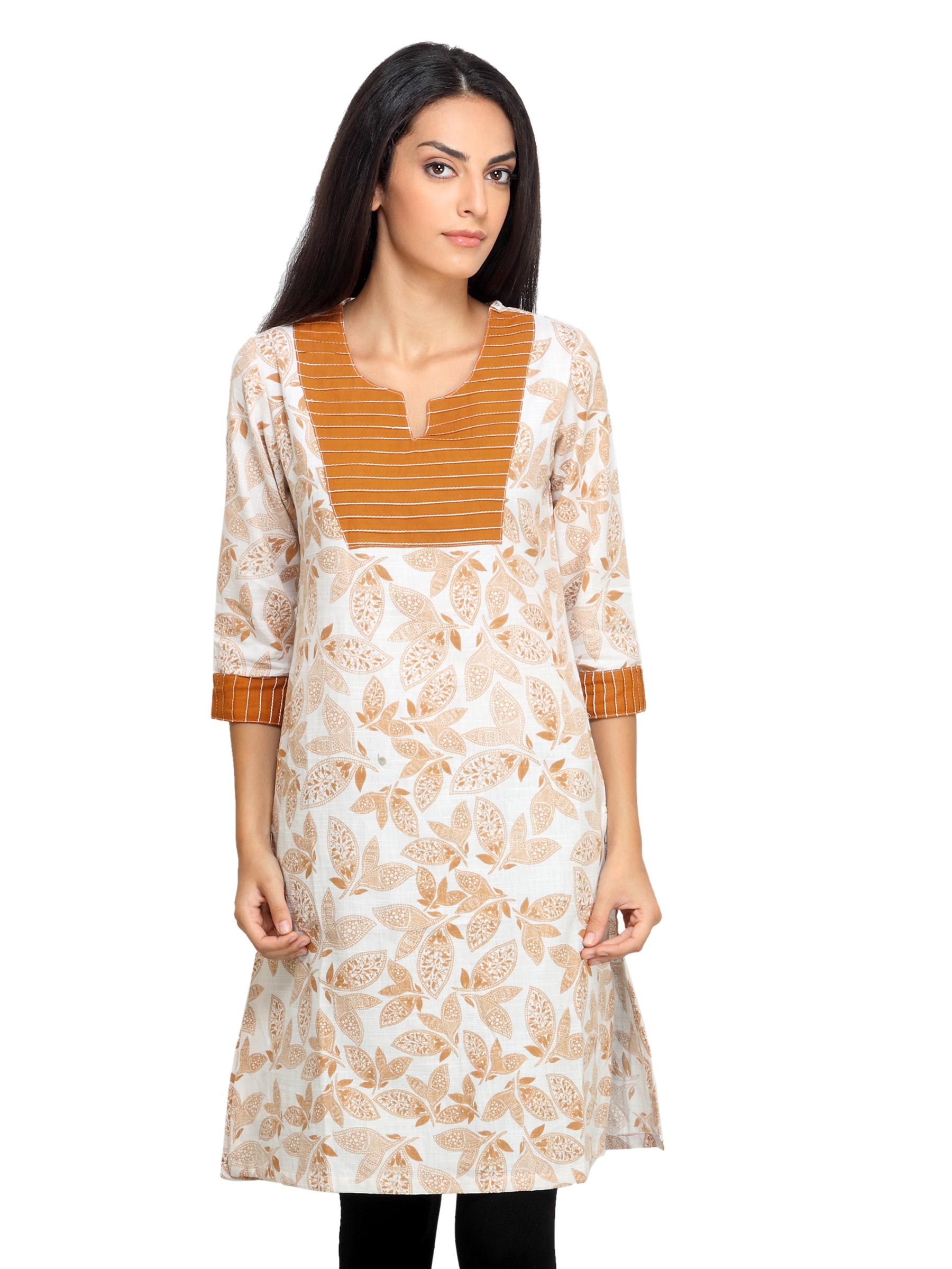 Mother Earth Women Printed White Kurta