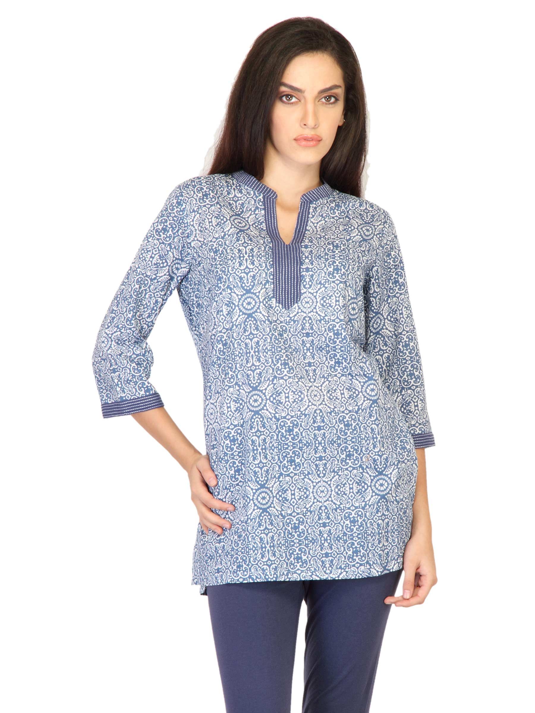 Aurelia Women Printed Blue Kurtis
