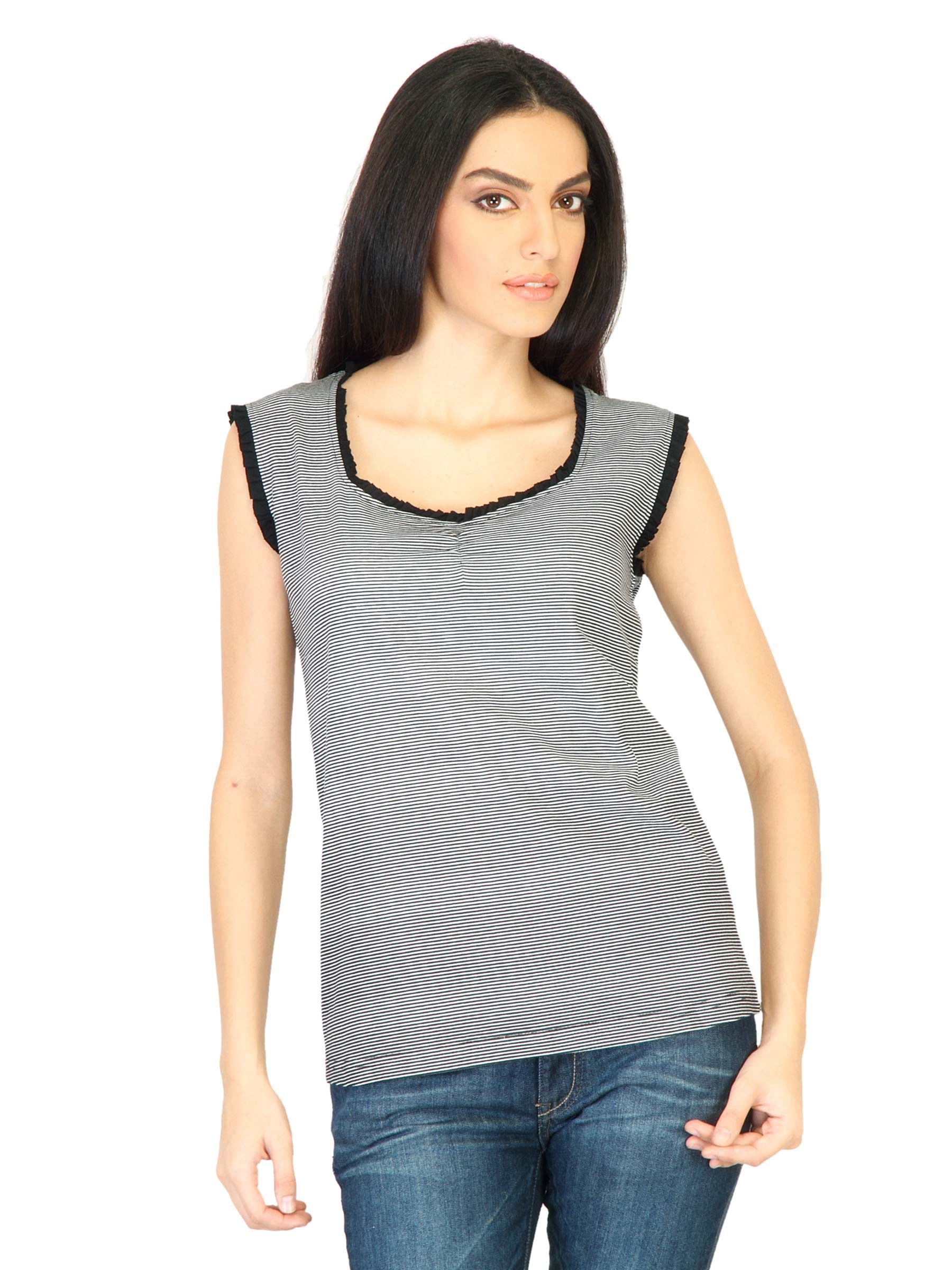Jealous 21 Women Stripes Black Tops