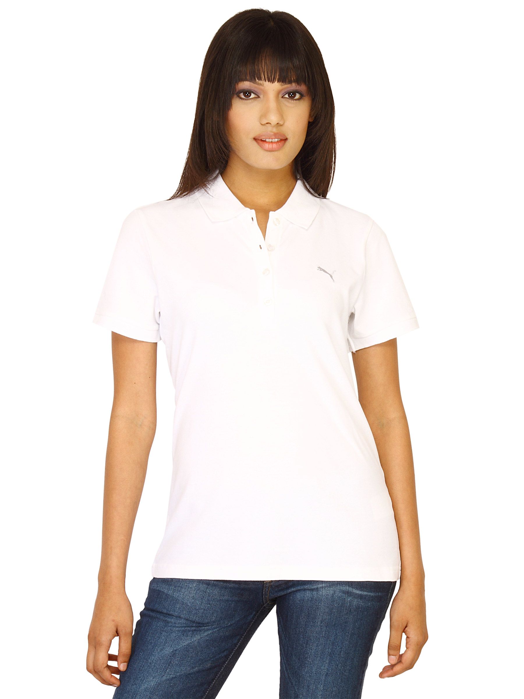 Puma Women Ess White Polo Tshirts