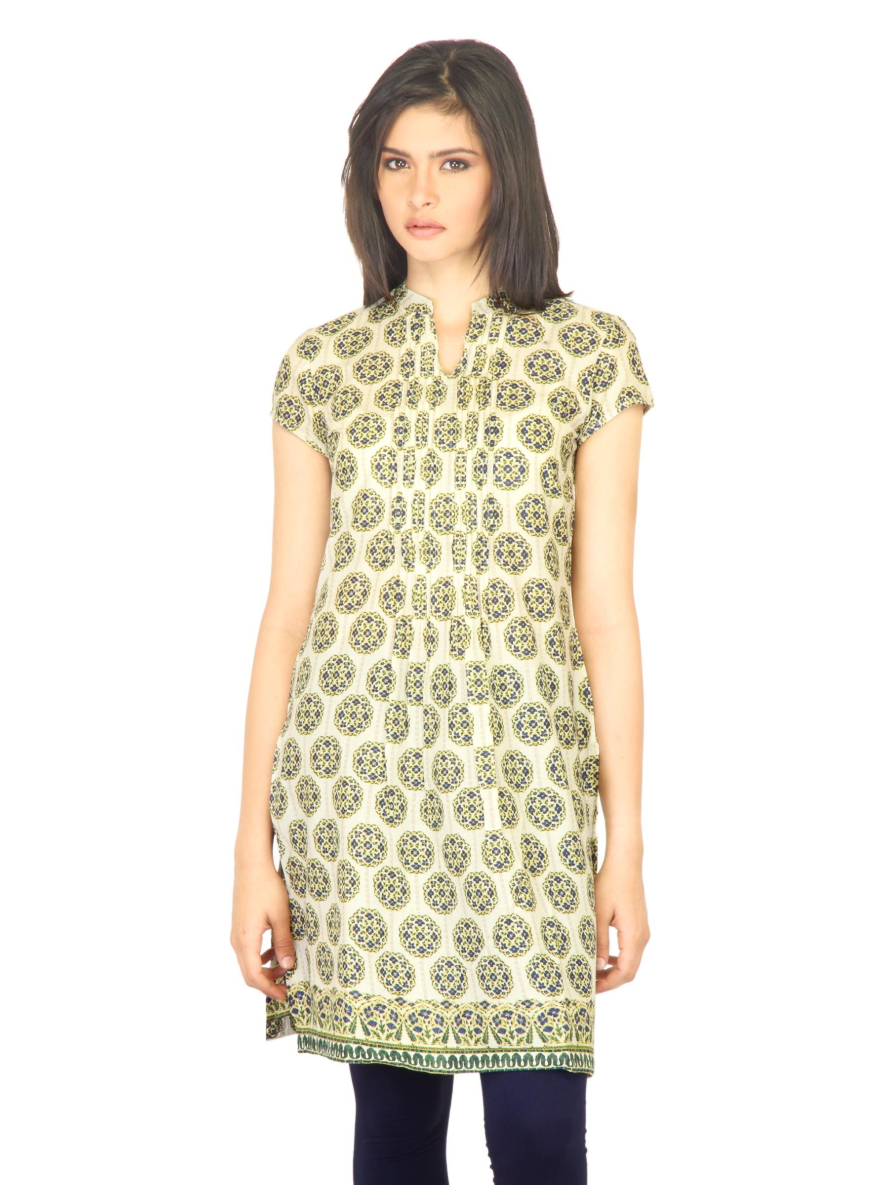 W Women Gathered Design Off White Kurta