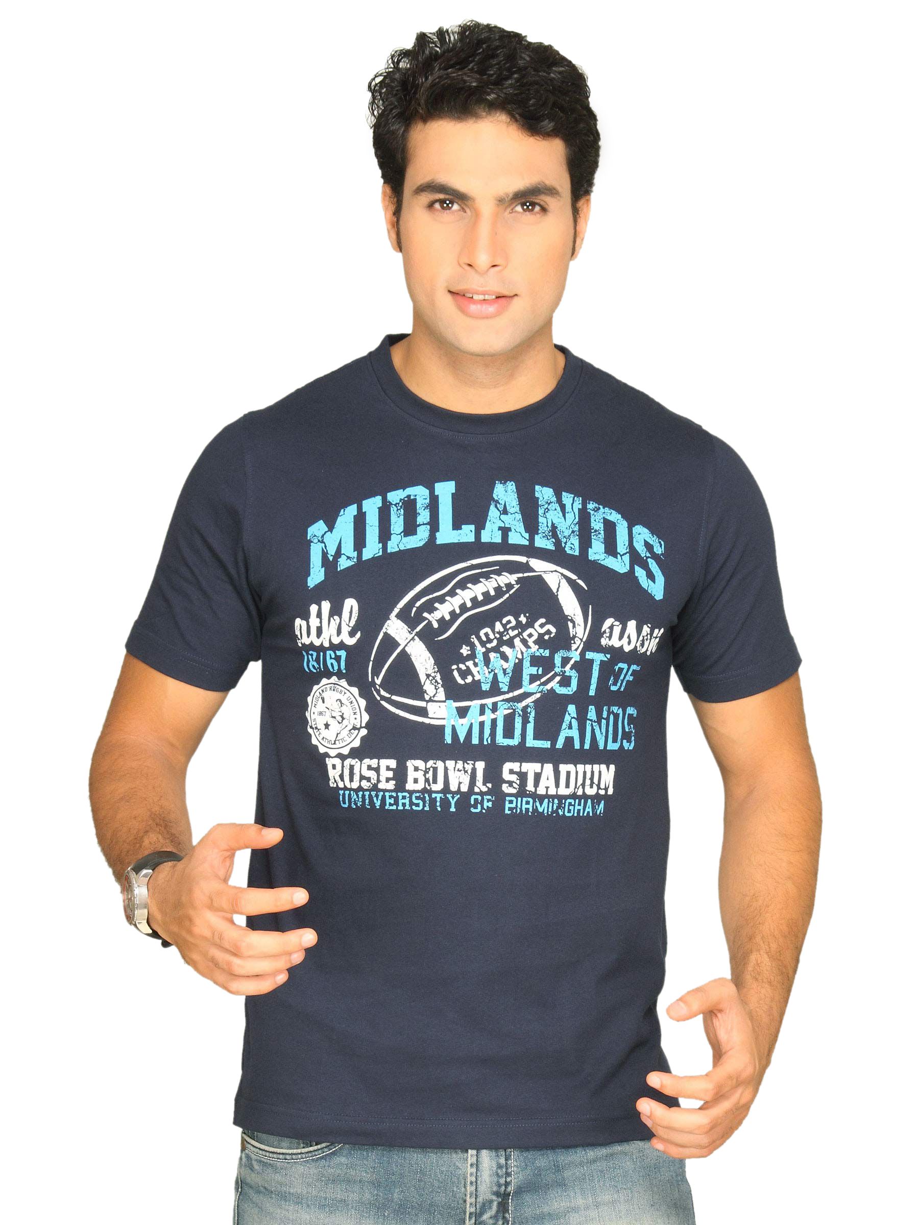Locomotive Men's Round Neck Navy Blue T-shirt