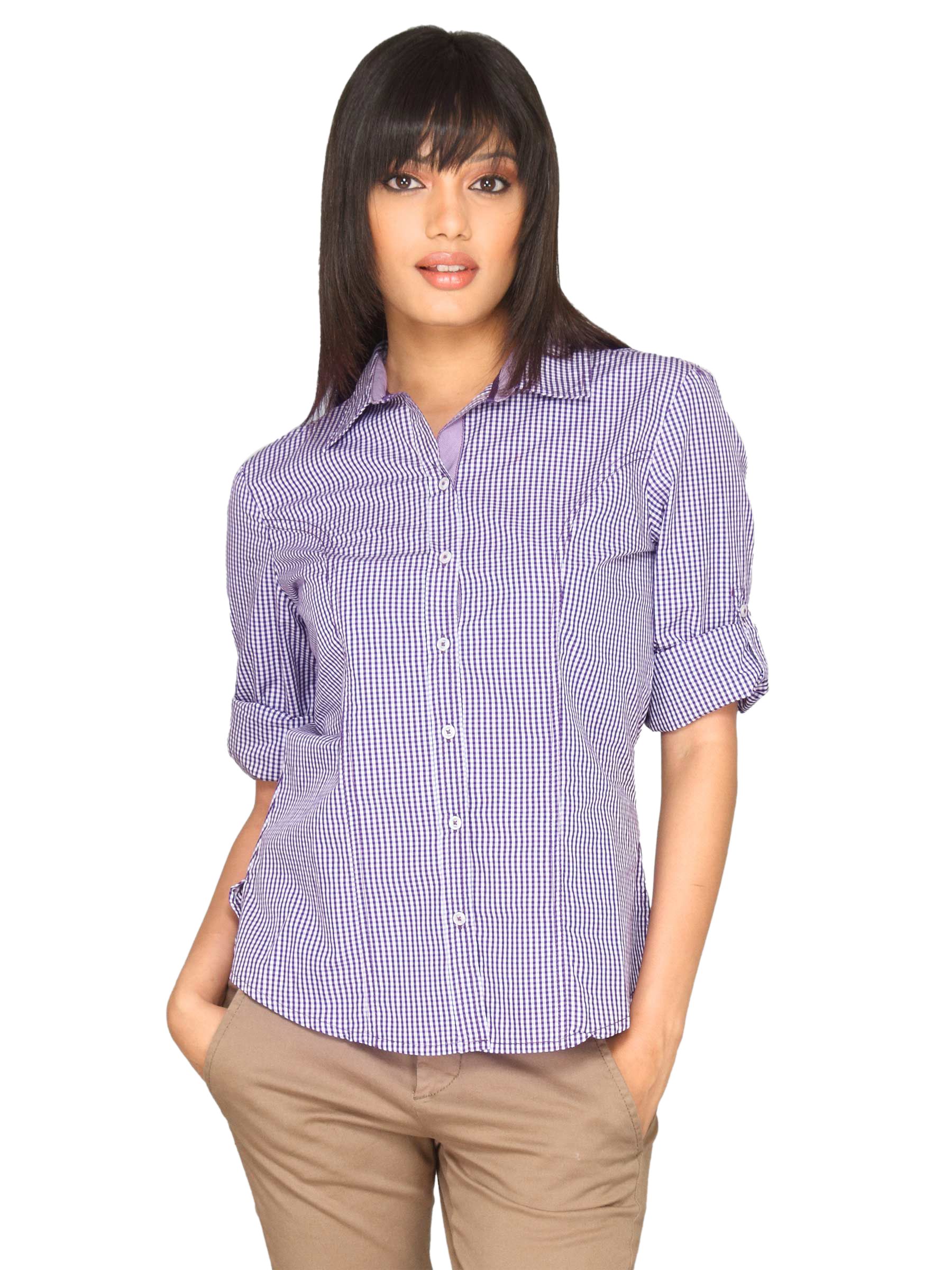 Scullers For Her Women Light Work Blue Check Shirts