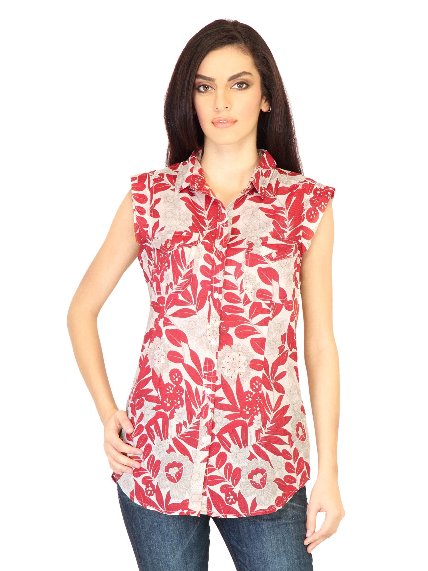 United Colors of Benetton Women Printed Red Shirts