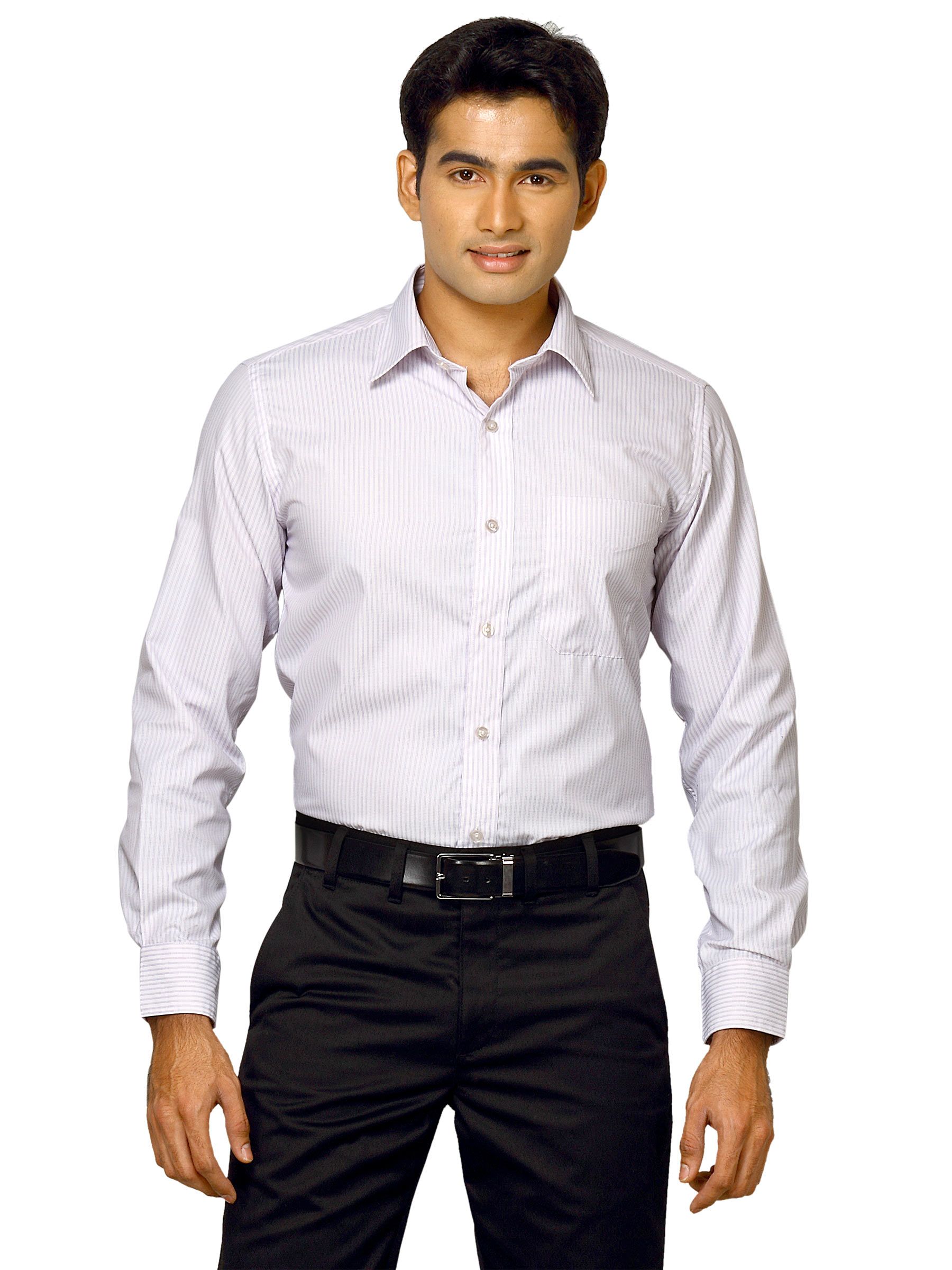 Mark Taylor Men Purple Striped Shirt