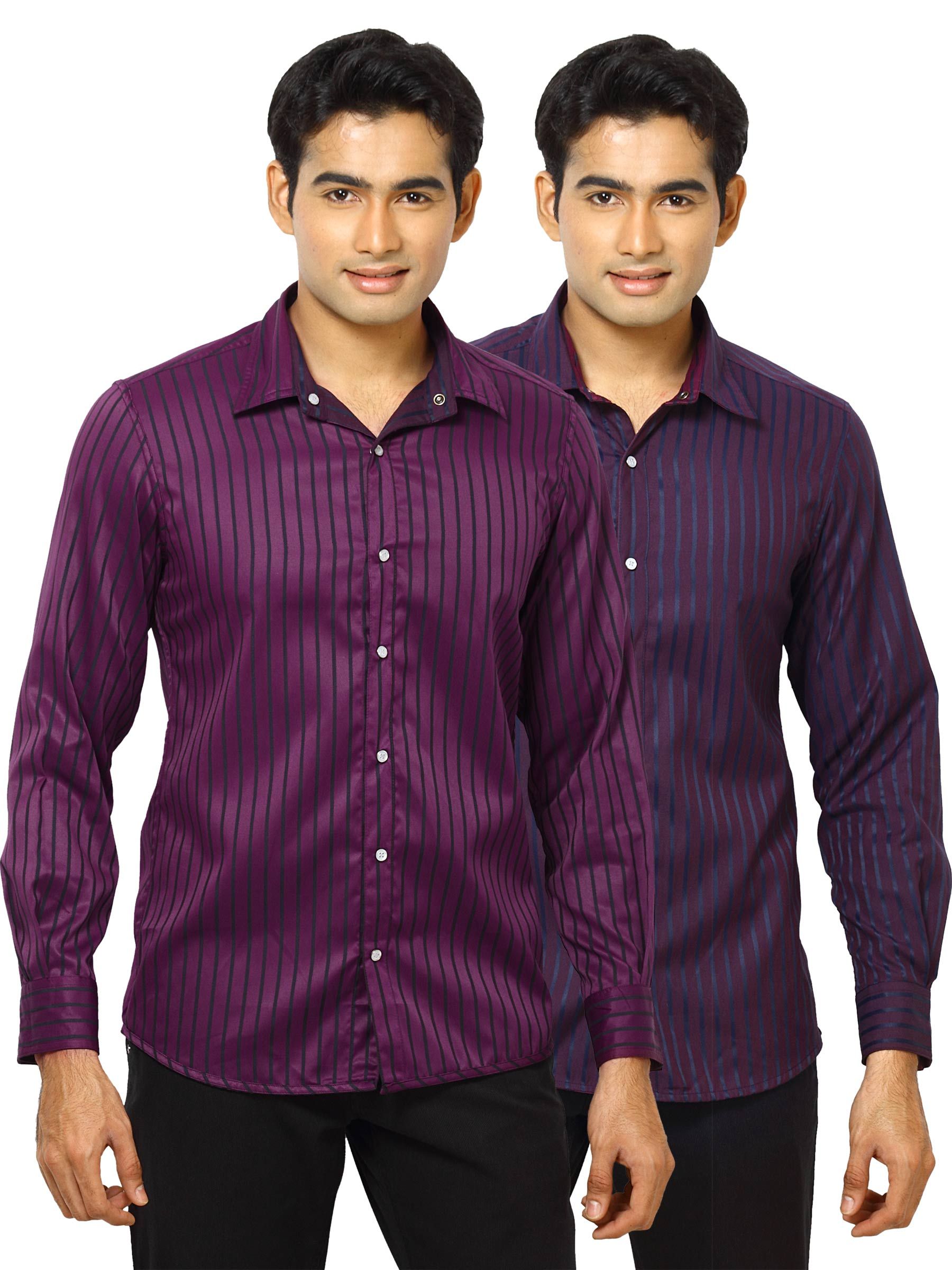 Indigo Nation Men Reversible Bling Blue Shirts