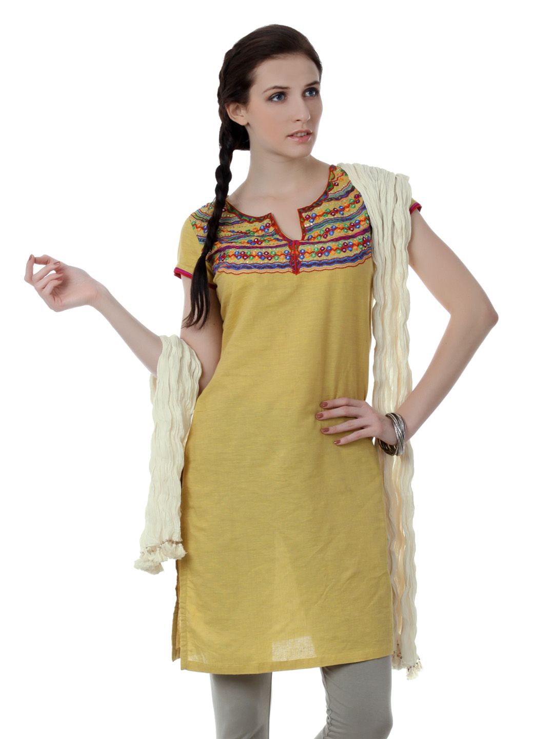 Fabindia Women Cream Dupatta