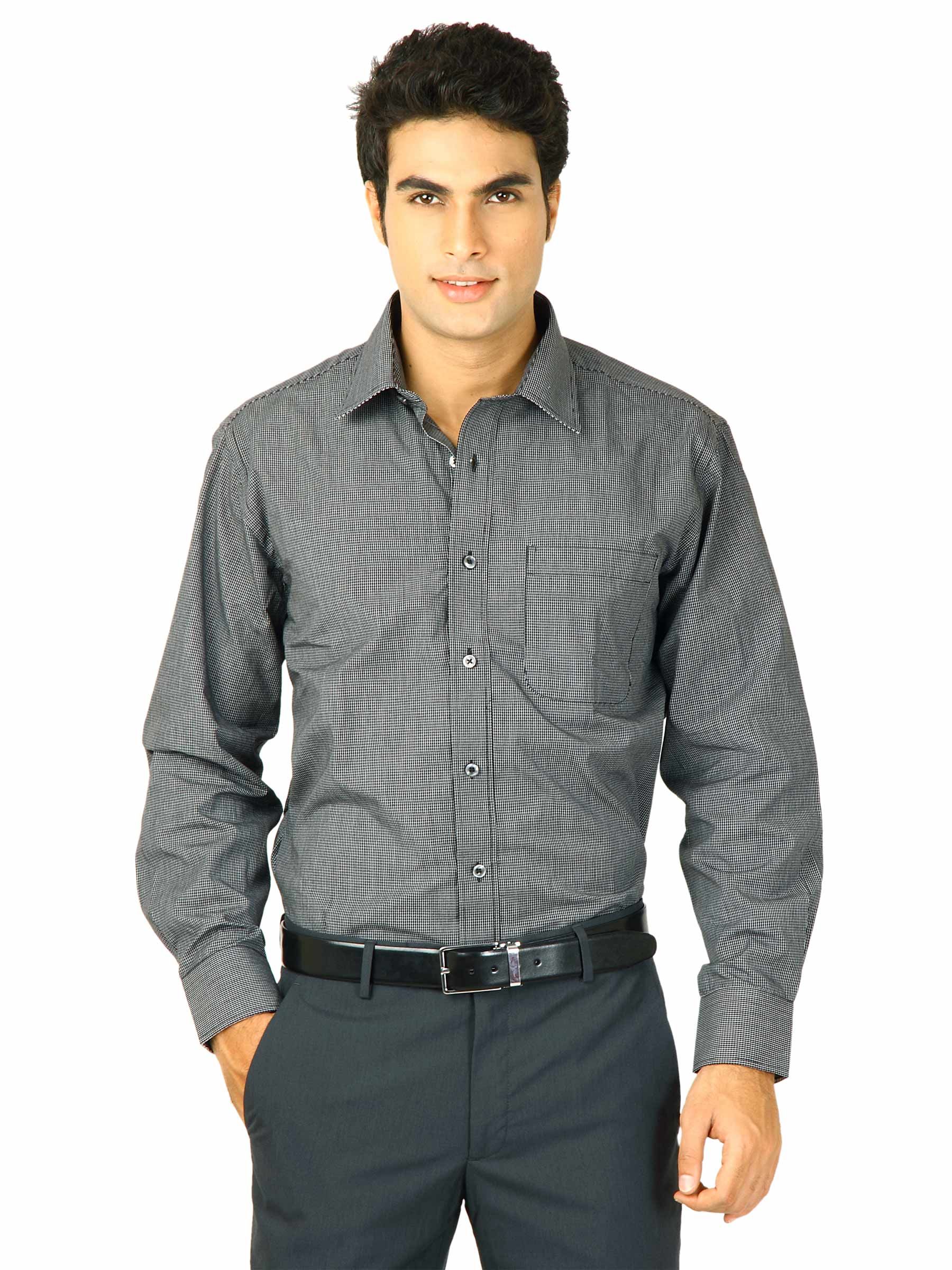 John Miller Men Black Checks Shirts
