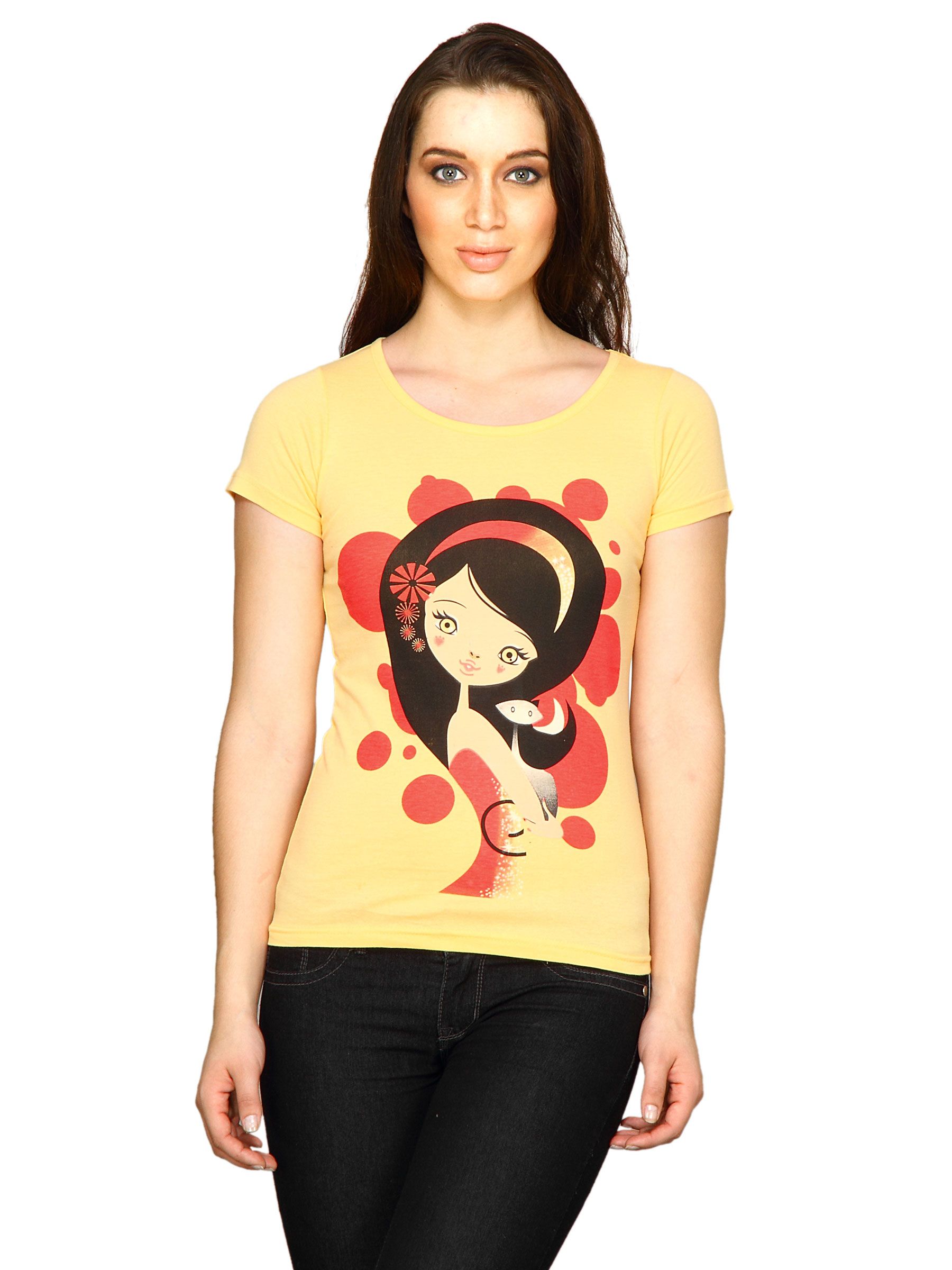 Jealous 21 Women Printed Rach Yellow Top