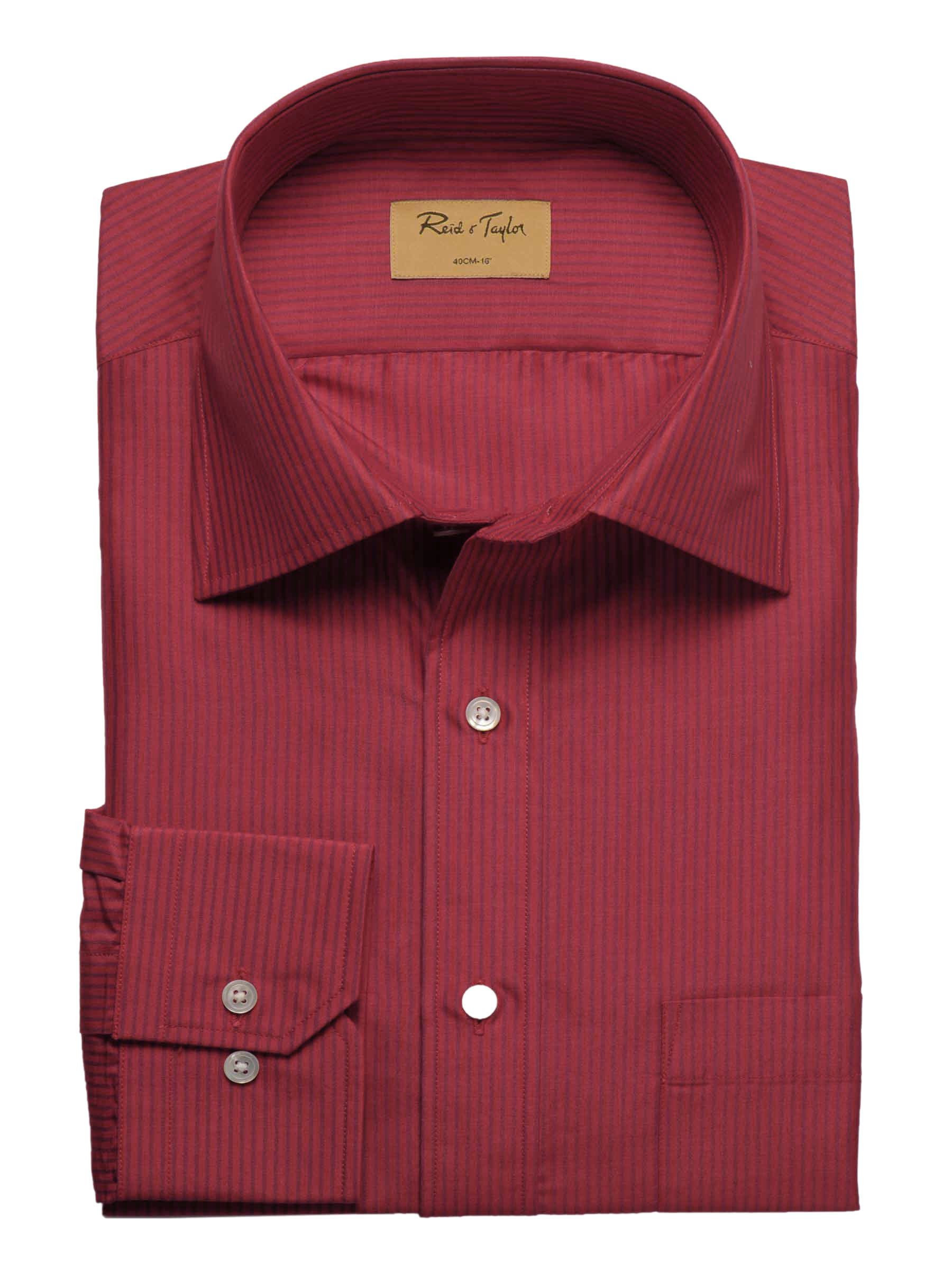 Reid & Taylor Men Stripes Red Shirts