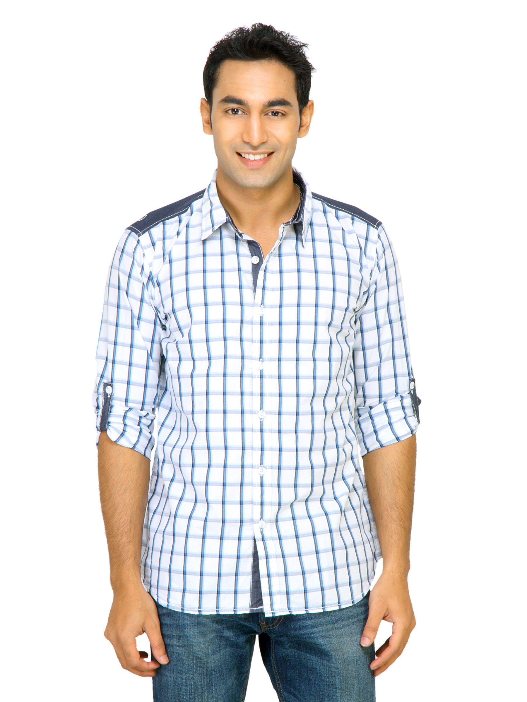 Probase Men Classic Check White Shirts