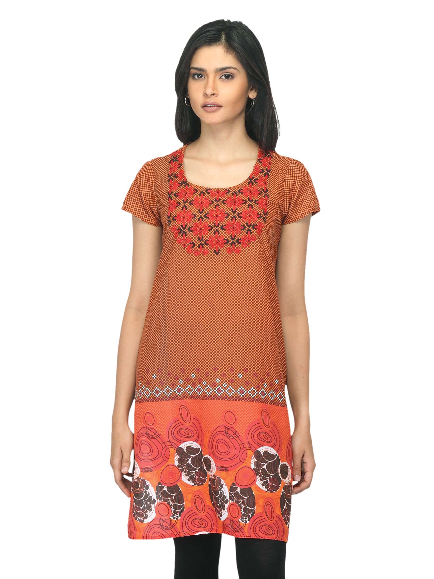 Folklore Women Printed Orange Kurta
