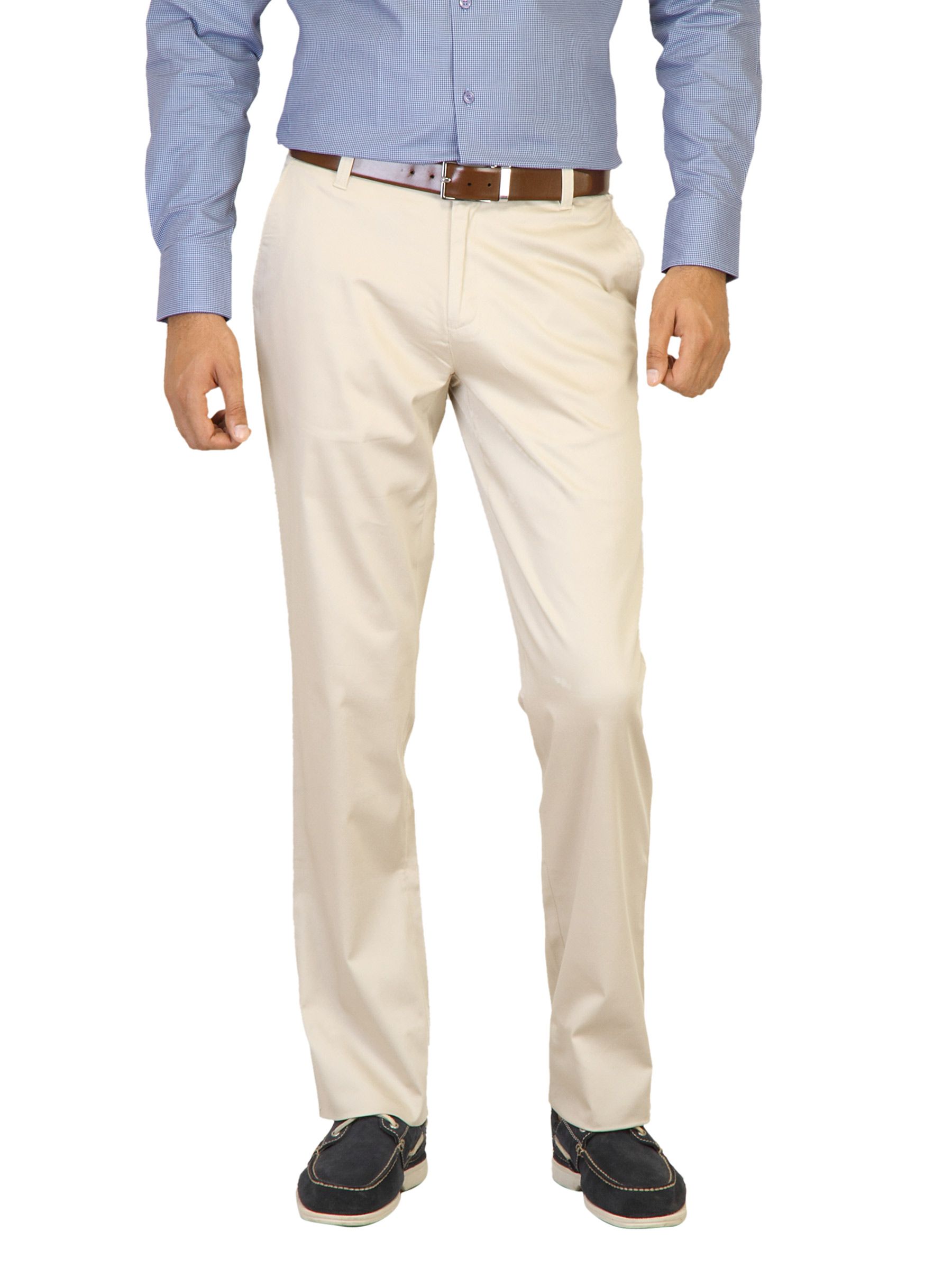 Belmonte Men Solid Cream Trousers