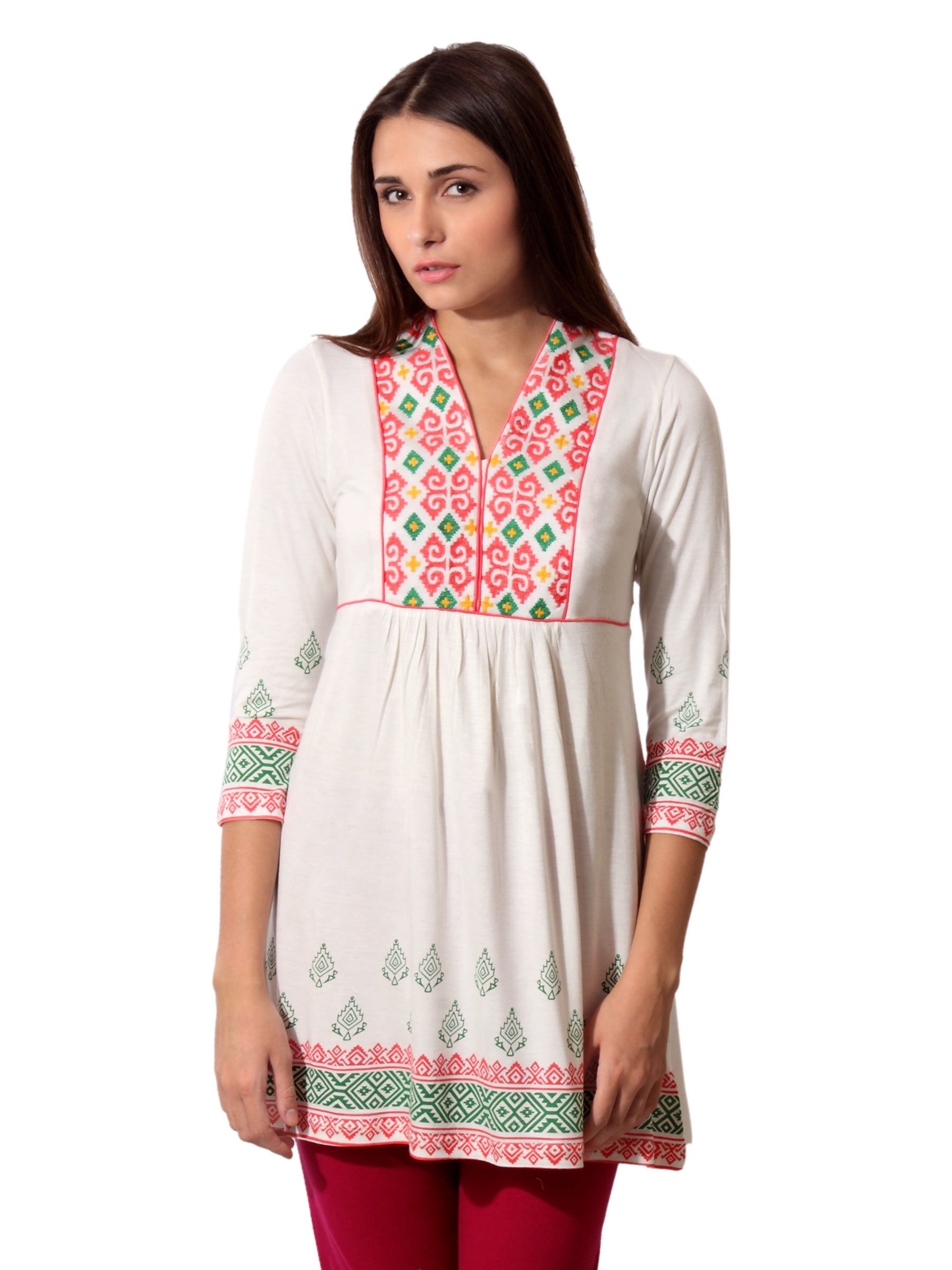 Global Desi Women Cream Tunic