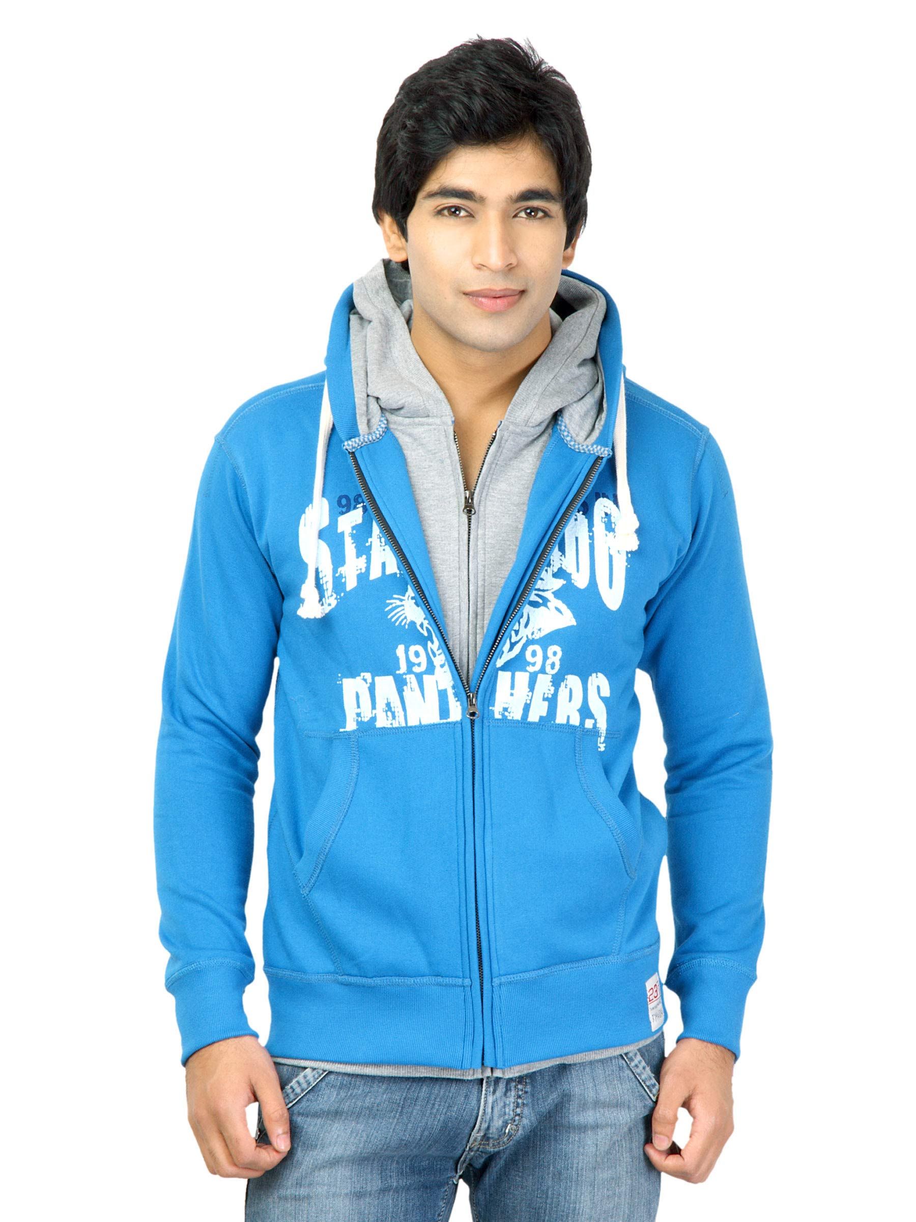 Status Quo Men Printed Blue Jackets